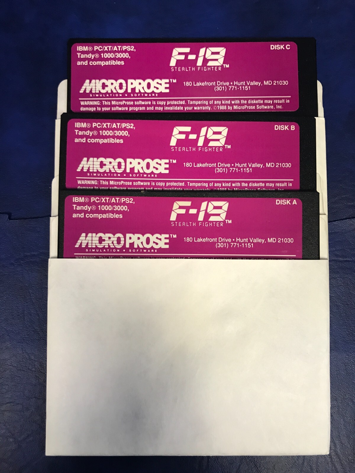 Vintage 1988 F-19 Stealth Fighter Software on 5.25" Disks