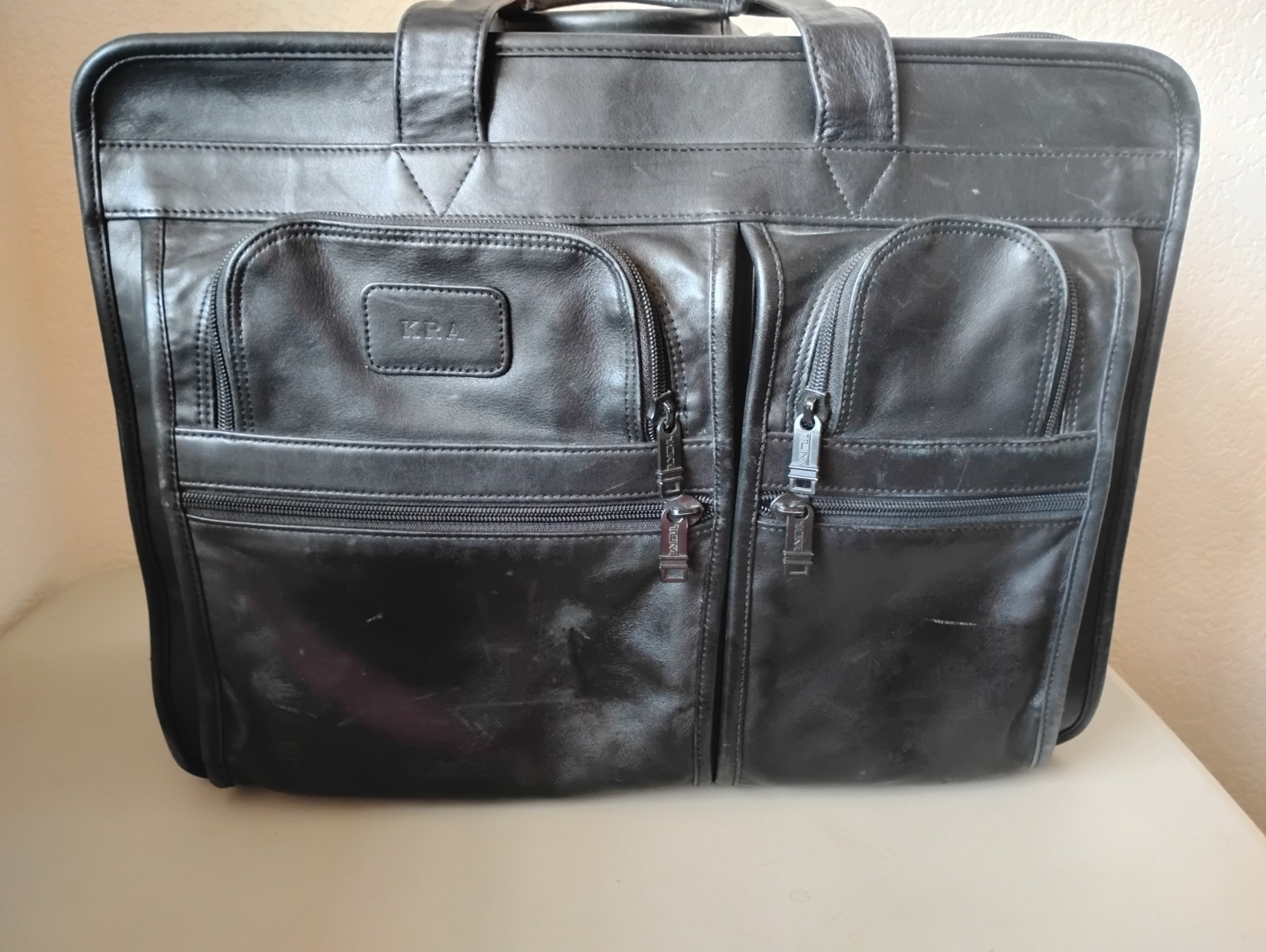 Tumi Large Expandable Laptop Briefcase - Black Leather