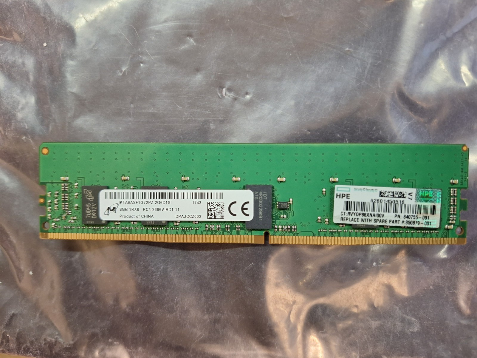 815097-B21 850879-001 840755-091 8GB 1Rx8 PC4-2666V HPE Genuine Smart Memory