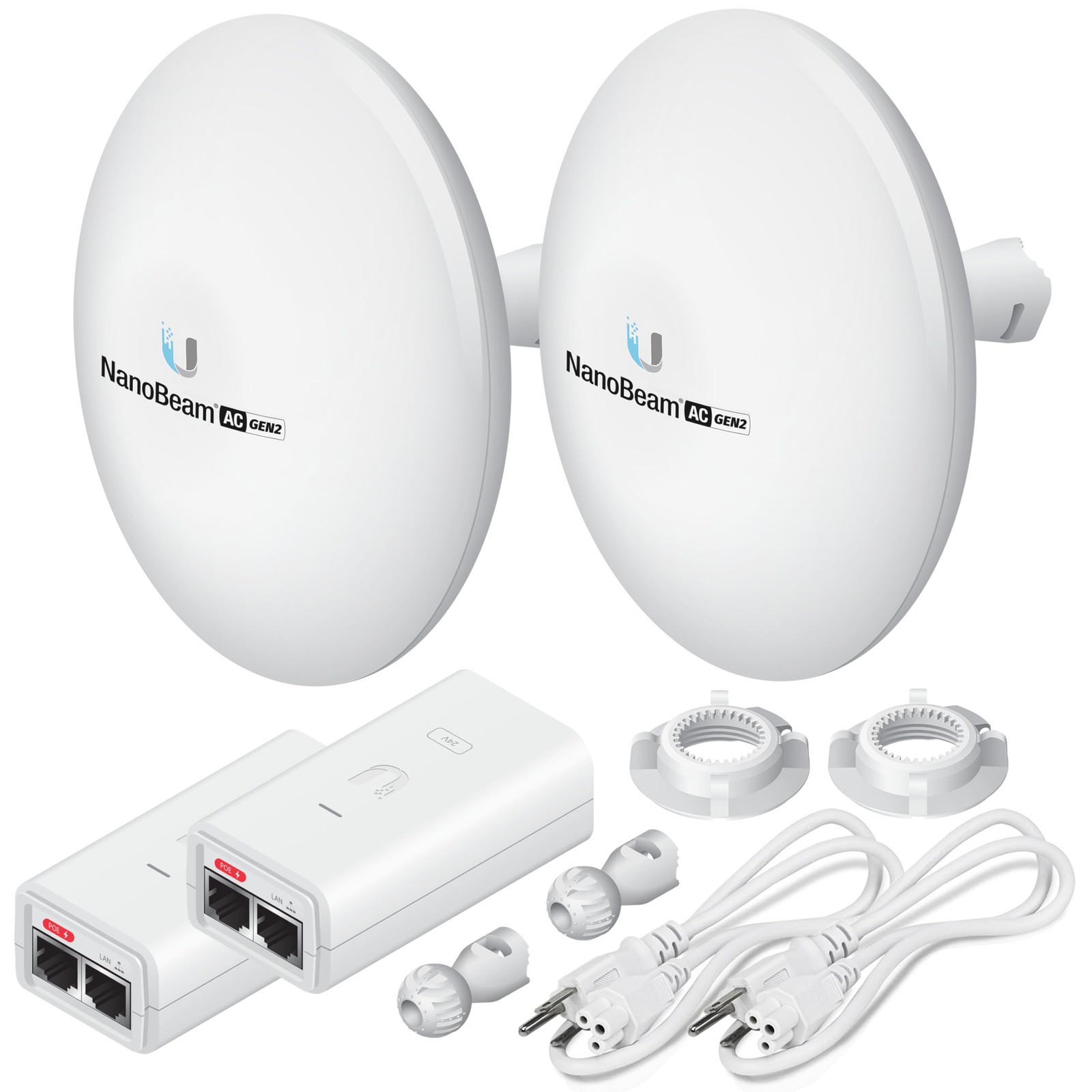 Wireless Bridge NBE-5AC-GEN2 PRE-CONFIGURED Bundle of 2 Ubiquiti NanoBeam 5AC