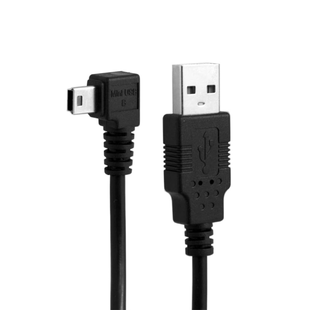 NFHK Mini USB B Type 5pin Male Left Angled 90 Degree to 2.0 1.8M, Black