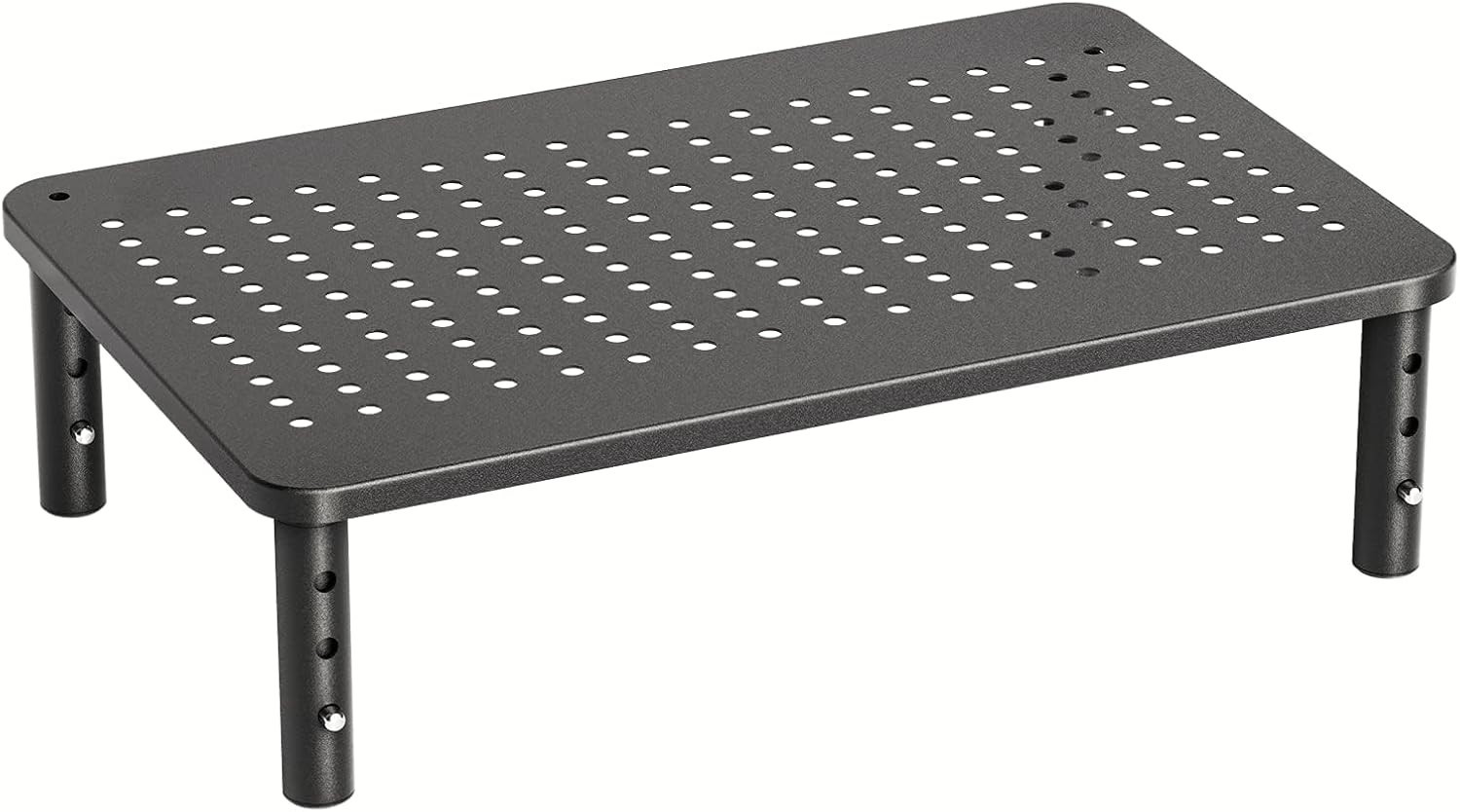 Black Adjustable Monitor Stand with Storage - Ideal for Home Office Setup