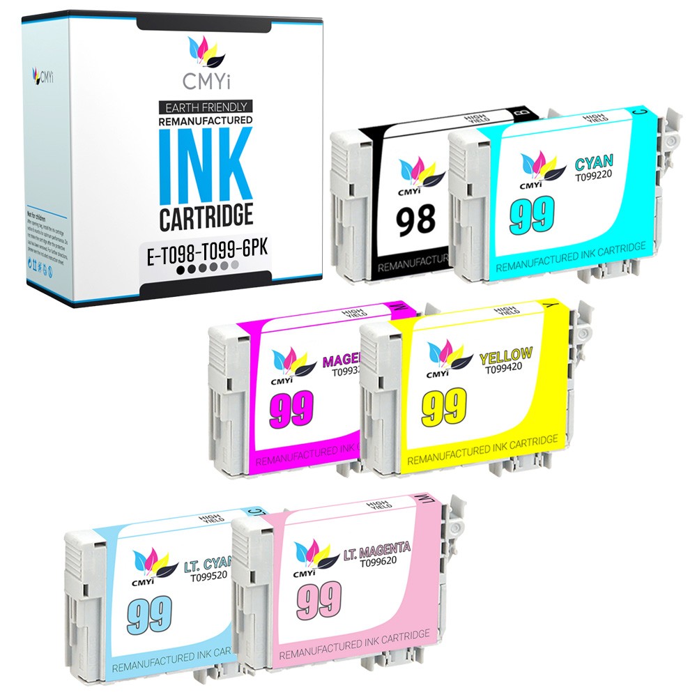 6-Pack CMYi Replacement Epson 98 99 Combo Pack Ink for Artisan 835 837 700 710