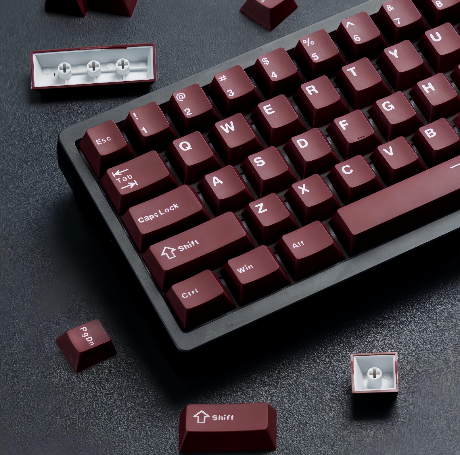 126 Keys Double Shot PBT Keycaps Dark Red Cherry Profile Fits 61/64108