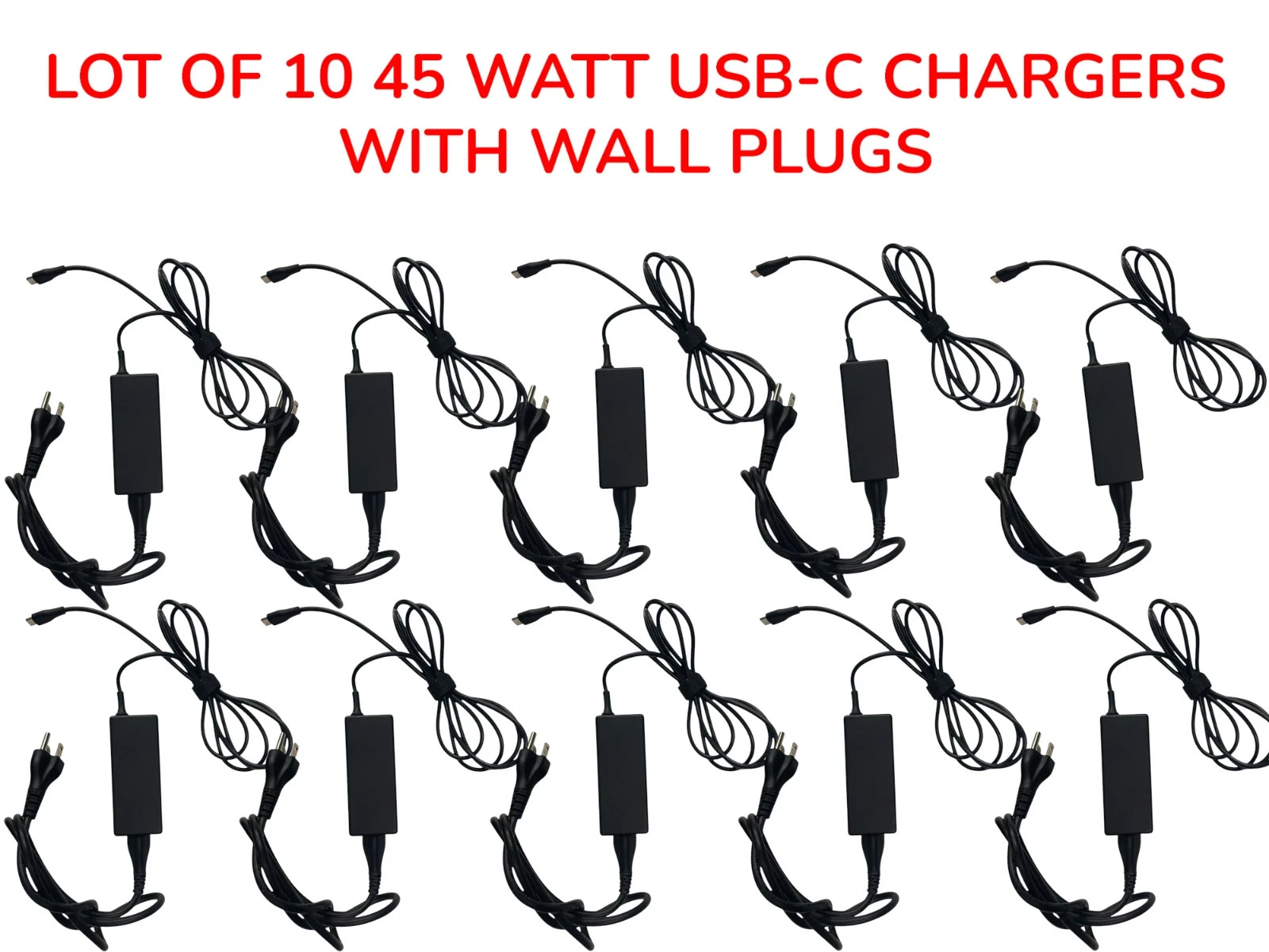 LOT x10 HP Chicony 45W USB-C AC Power Adapter Charger Chromebook A16-045N1A