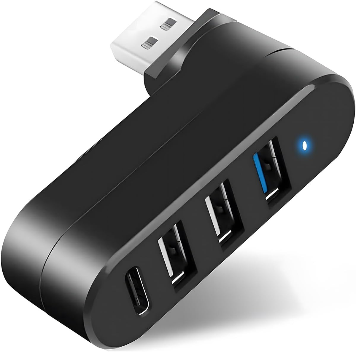 Versatile 4-Port USB 3.0 Extender - 90°/180° Rotatable for Laptops & MacBooks