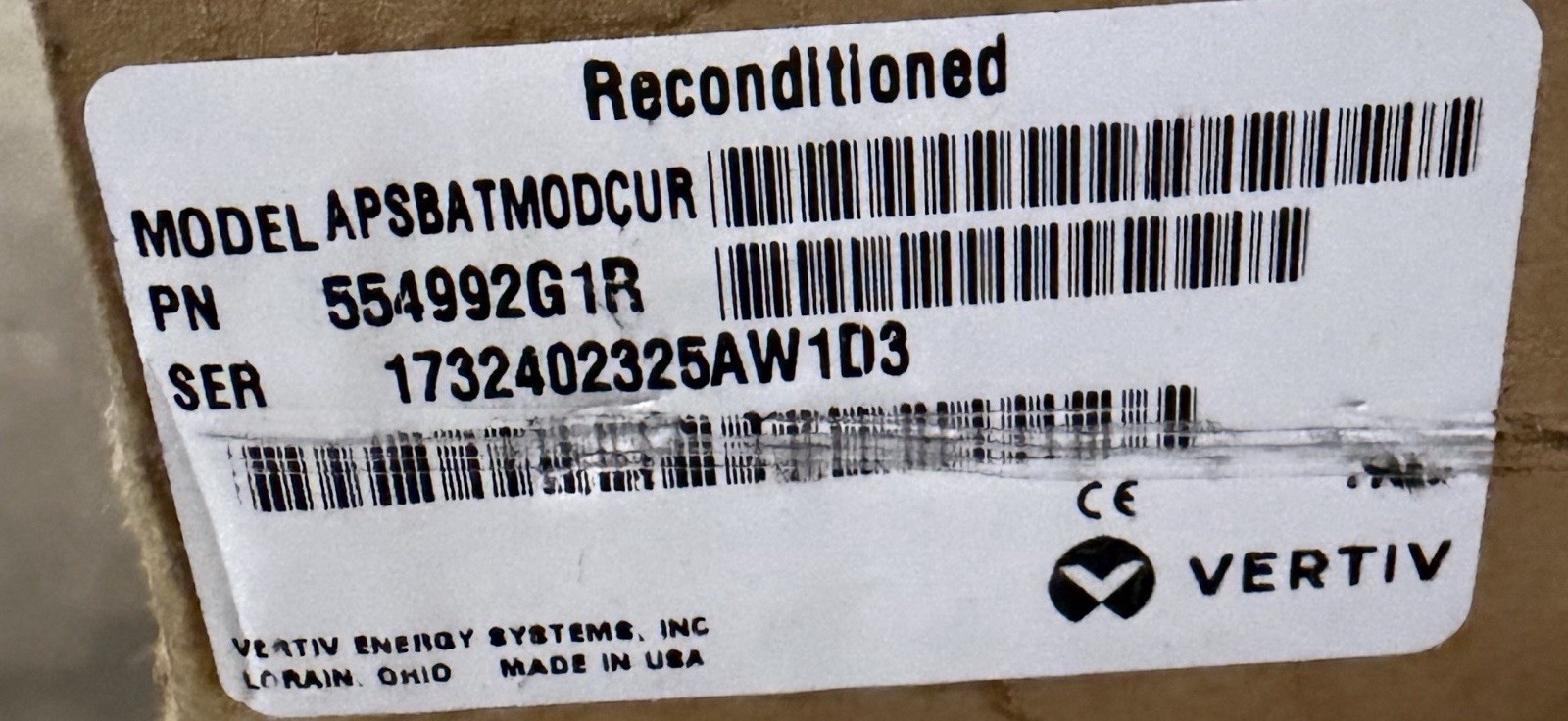 Vertiv Liebert APS Battery Module for UPS12460 F2 FR, APSBATMODCUR Reconditioned