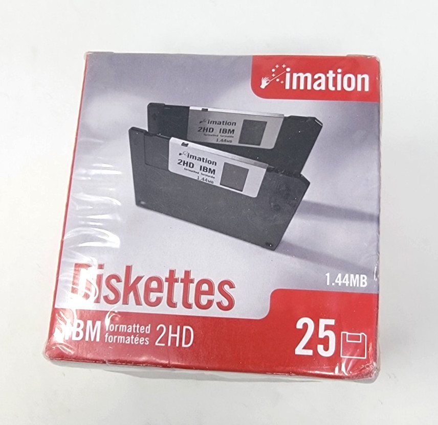 Imation 3.5" 2HD IBM Formatted 1.44MB Diskettes 25 Pack SEALED