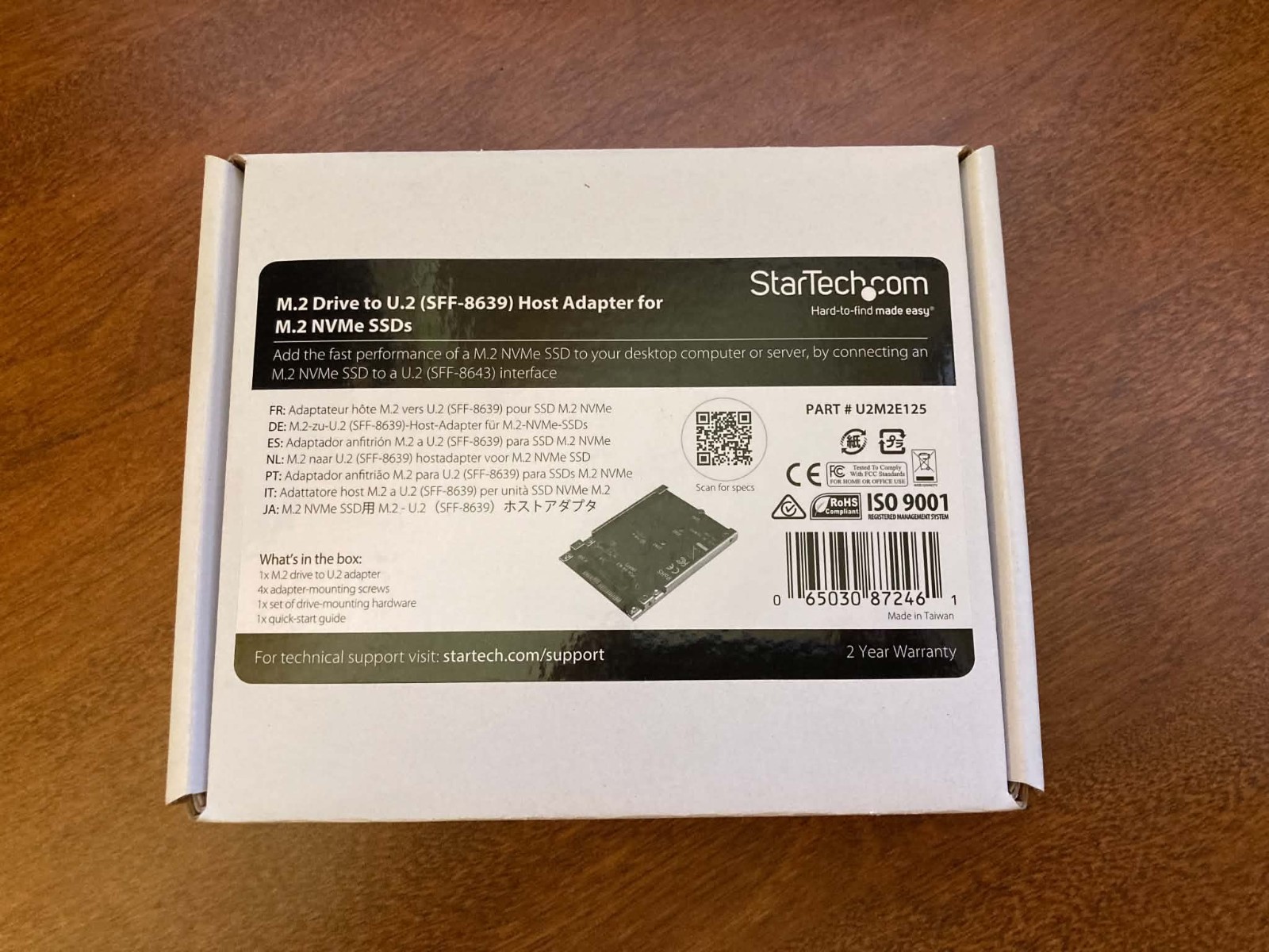 StarTech U2M2E125 M.2 NVMe to U.2 SFF-8639 SSD Adapter - Open Box
