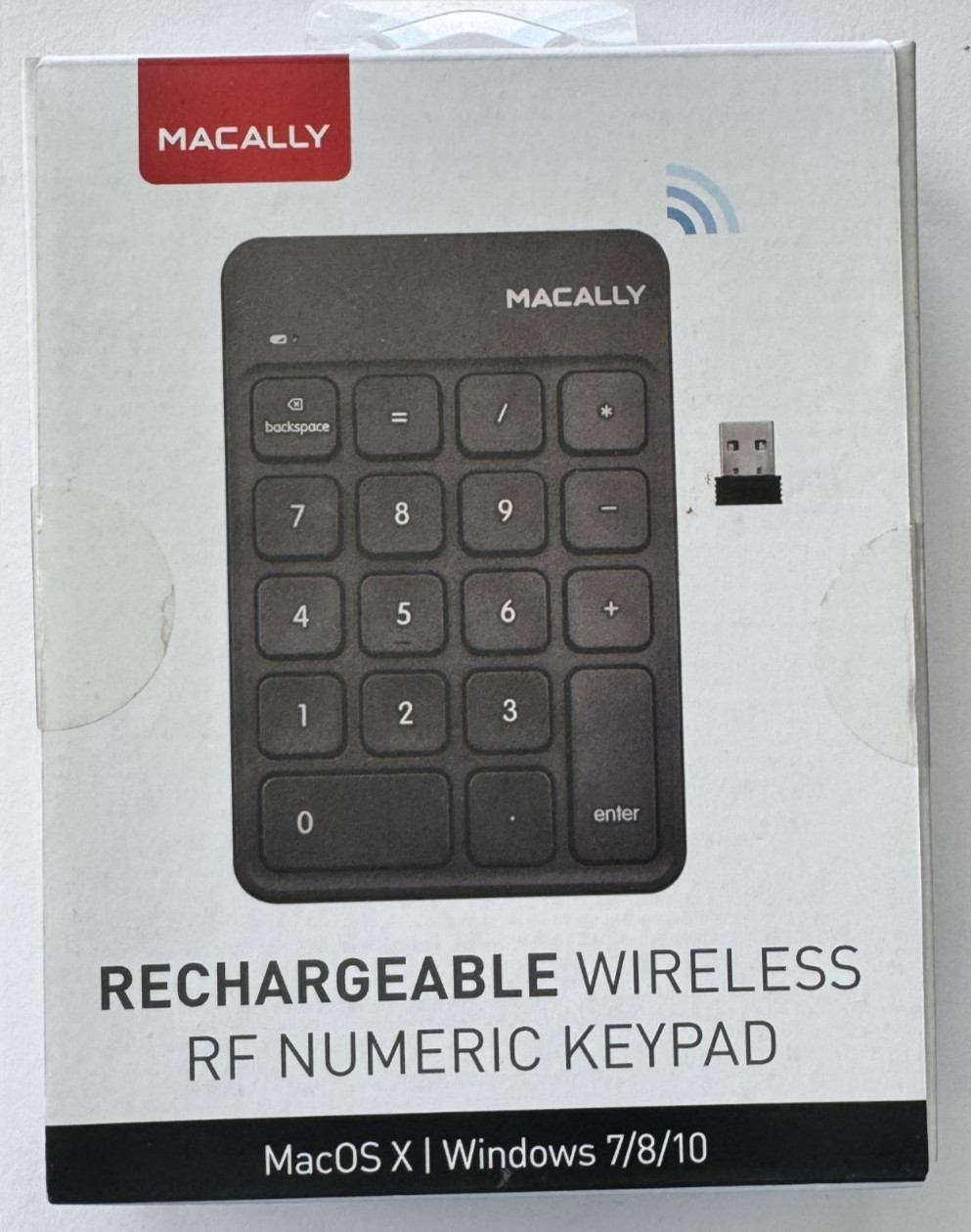 MACALLY RECHARGEABLE WIRELESS RF NUMERIC KEYPAD FOR MAC AND WINDOWS