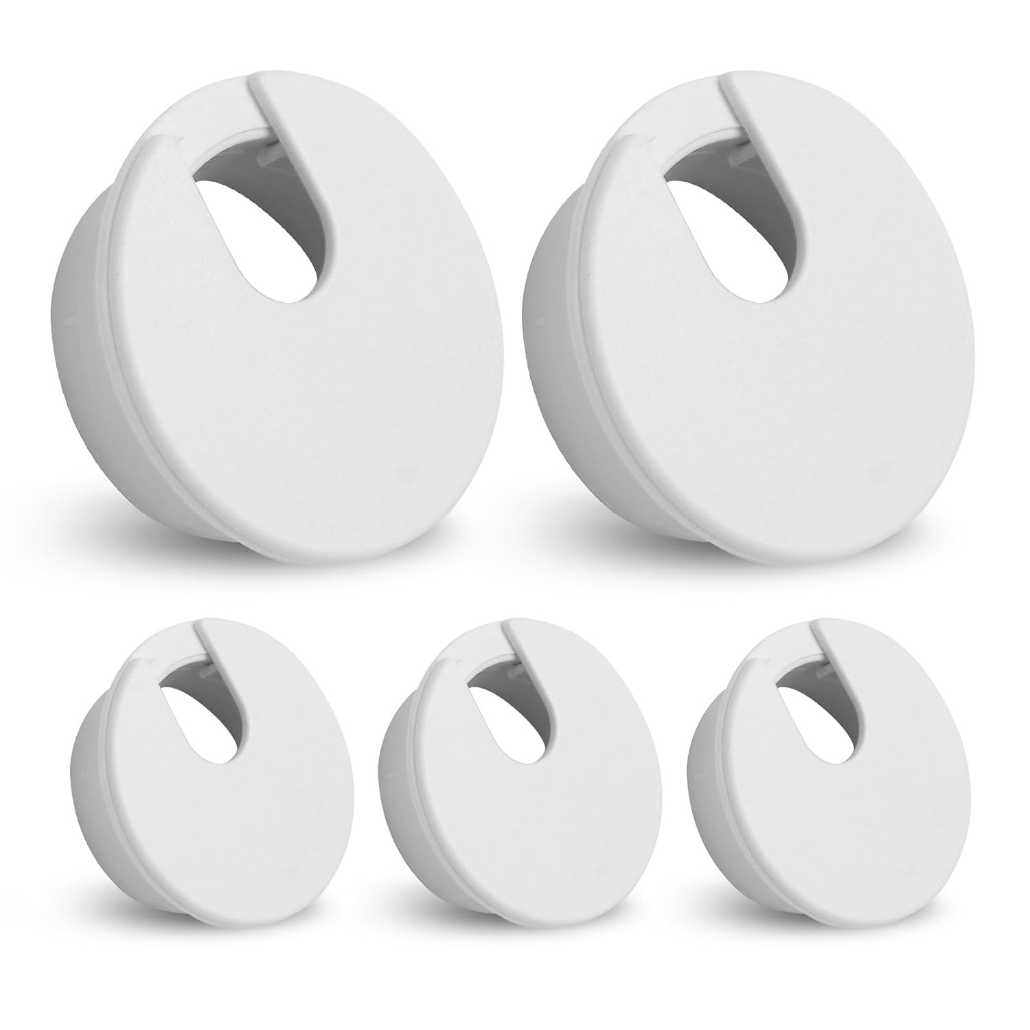 1-3/8 Inch Desk Grommet, White Cable Hole Cover, 5pcs