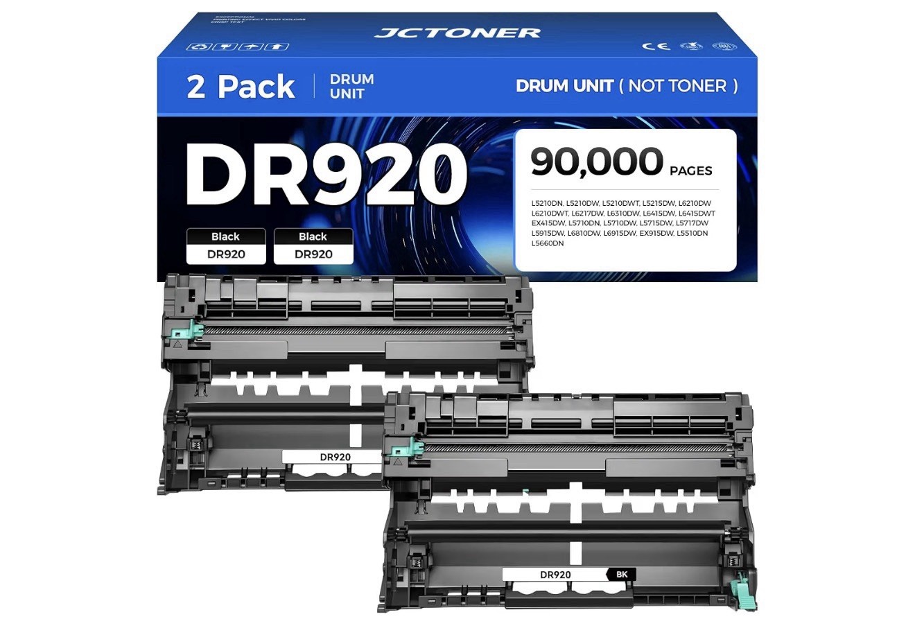 JCTONER DR920 Drum Unit (not Toner) 2-Pack Compatible Brother DR-920 Imaging