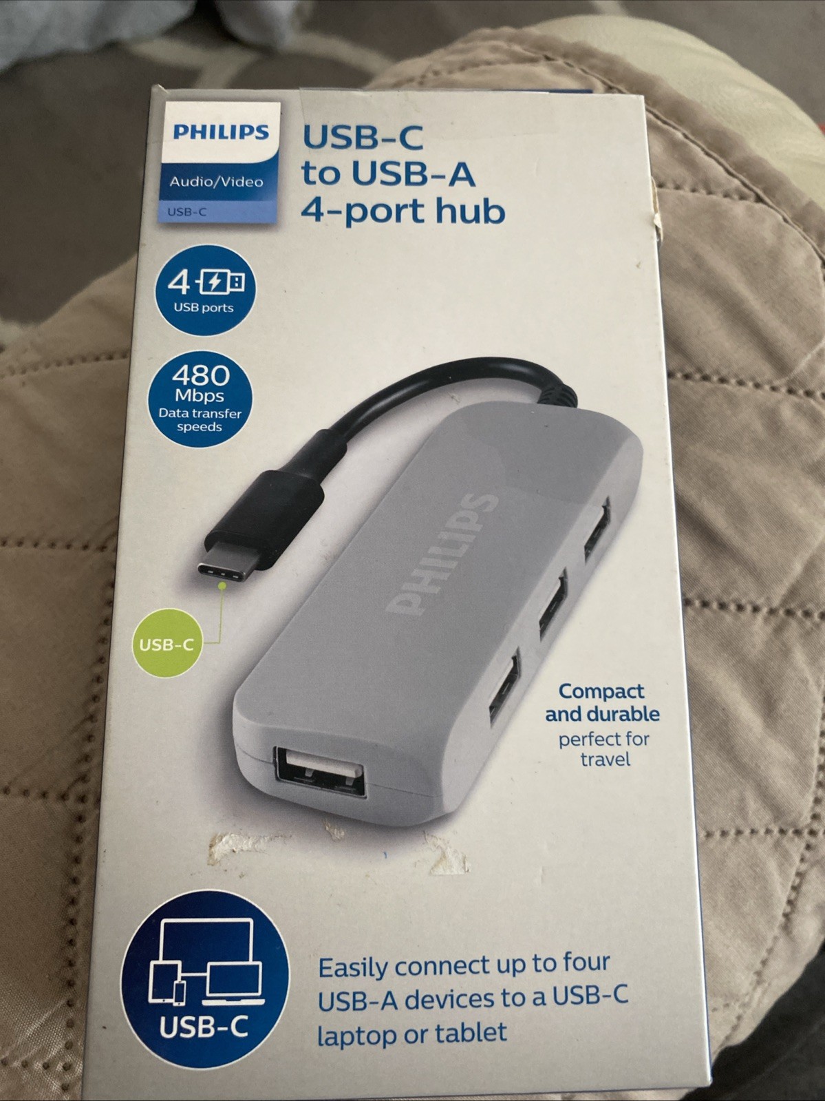 Philips Adapater Audio/Video USB-C to USB-A 4-Port Hub  - Gray