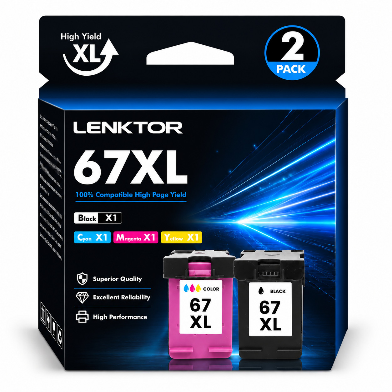67XL 2PK 1Tri 1BK Ink Cartridge Fit DeskJet 2710 2720 2730 2750 2752 2755 4110