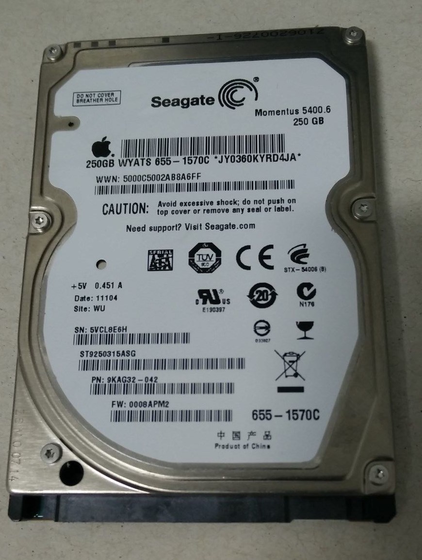 Apple 655-1570C (Seagate ST9250315ASG) 250GB 2.5" SATA Hard Drive - 