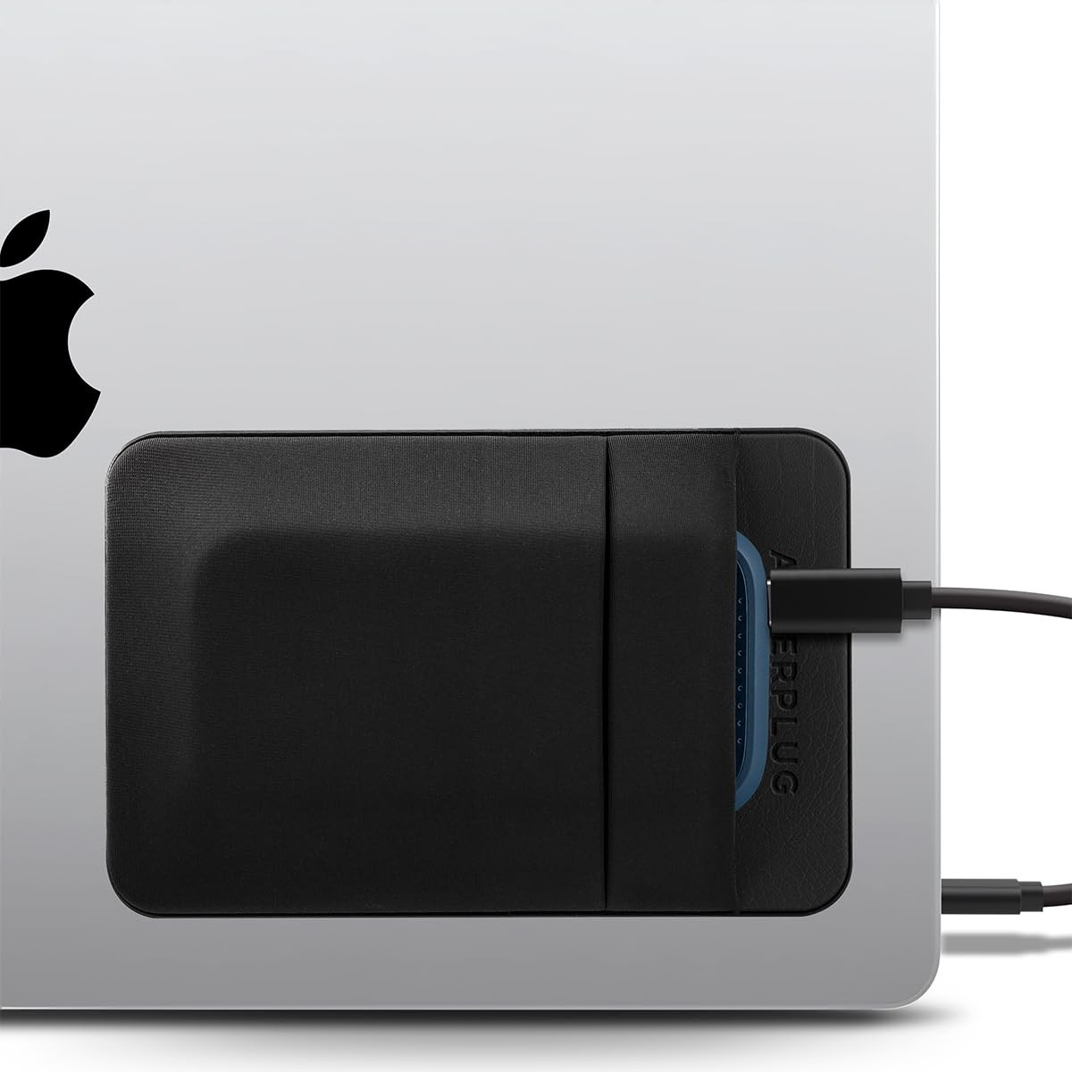 Afterplug 2-Pocket Adhesive Hard Drive Holder for Laptop, Small, Black