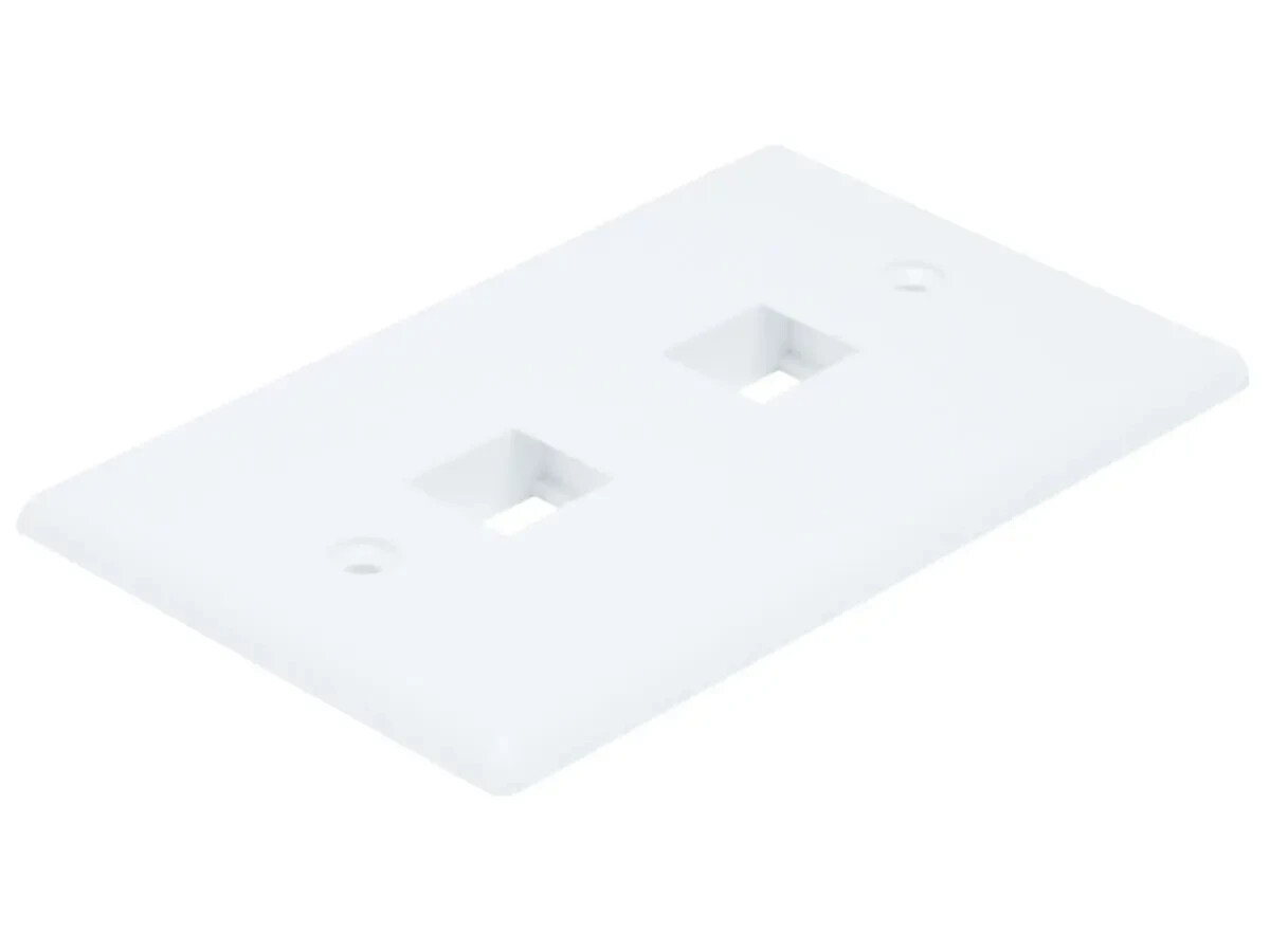 Monoprice 1-Gang Wall Plate for Keystone, 2-Port, White (P/N 6727) - 10 pieces