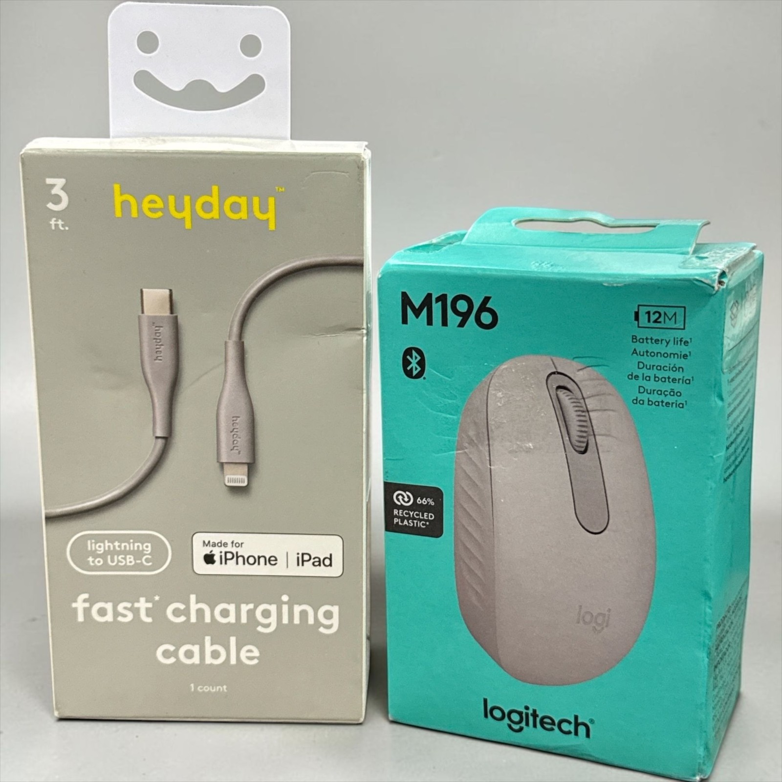 Heyday USB-C Fast Charging Cable 3 Ft & Logitech M196 Wireless Mouse Bluetooth 1