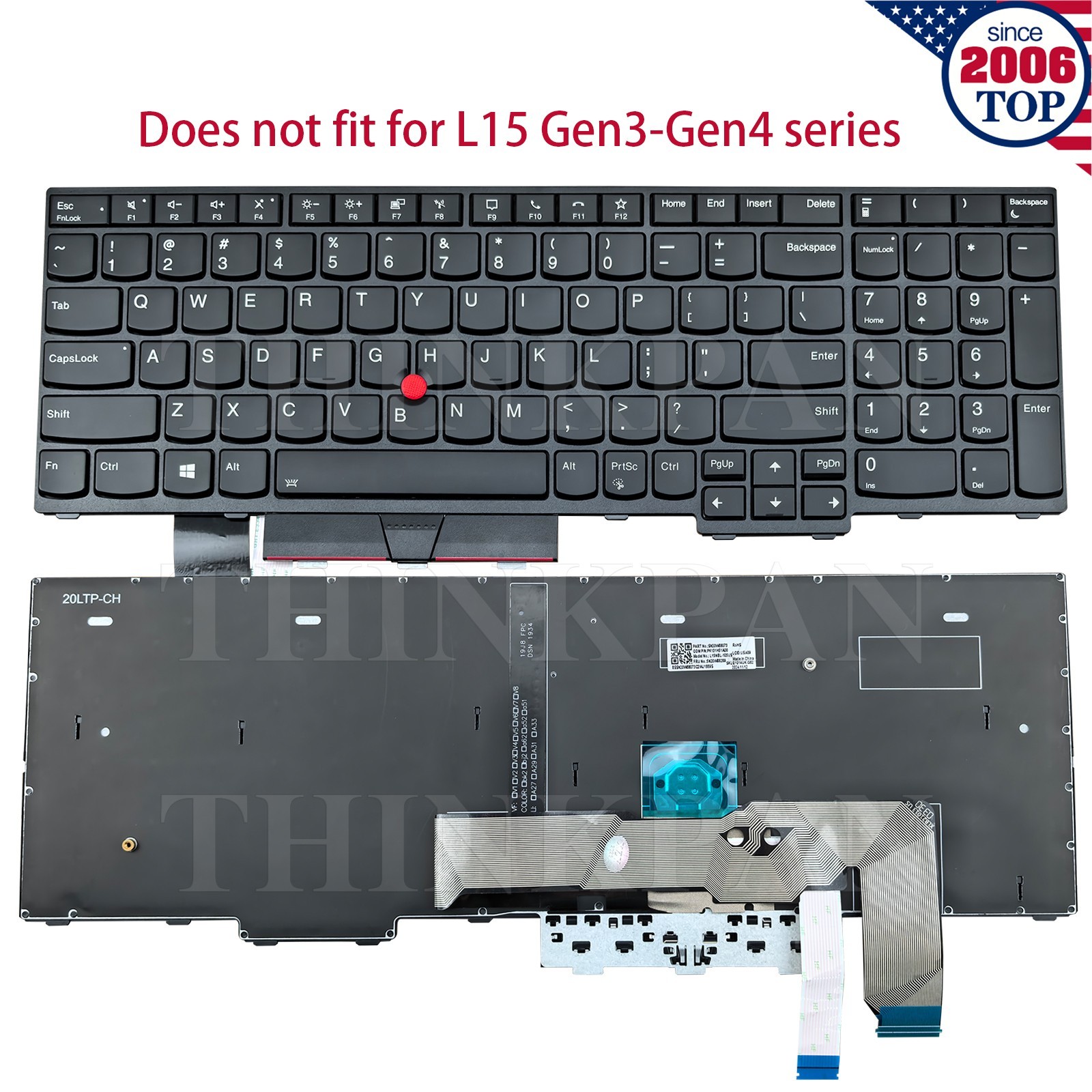 New US Laptop Keyboard Backlit With Pointer for Lenovo Thinkpad L15 Gen 1 Gen 2