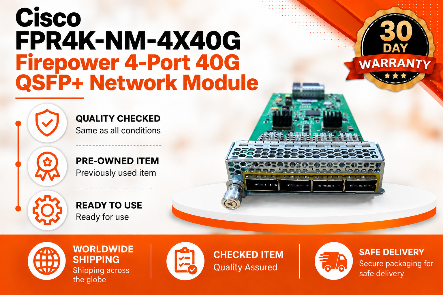Cisco FPR4K-NM-4X40G Firepower 4-Port 40G QSFP+ Network Module