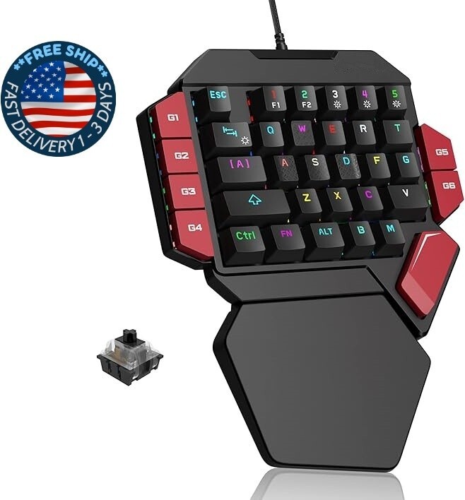 Teclado para juegos profesional de una mano, mini teclado mecánico con cable