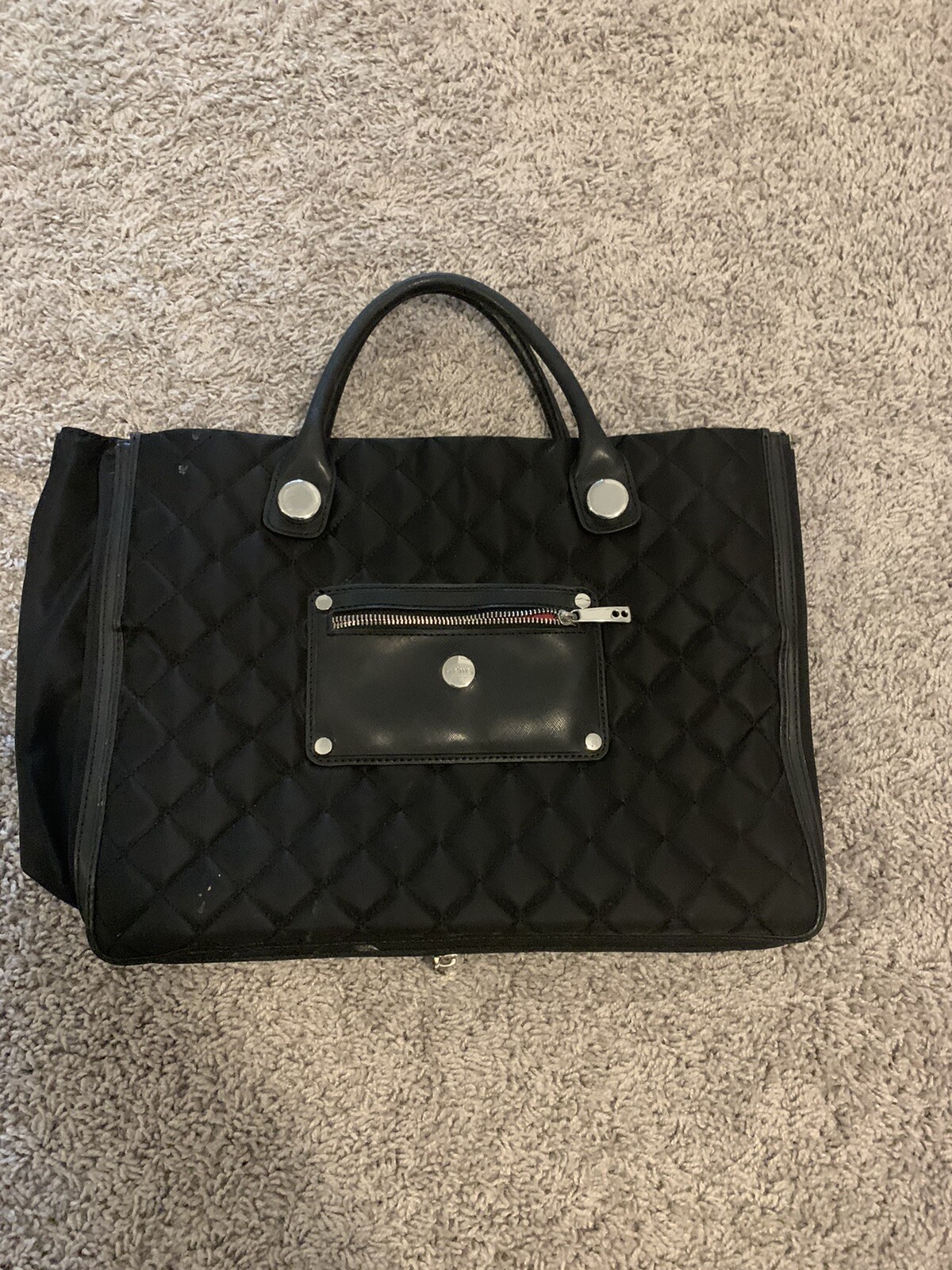 Knomo London Aurora Quilted Laptop Bag Black Expanding Padded Laptop Pocket Sz L