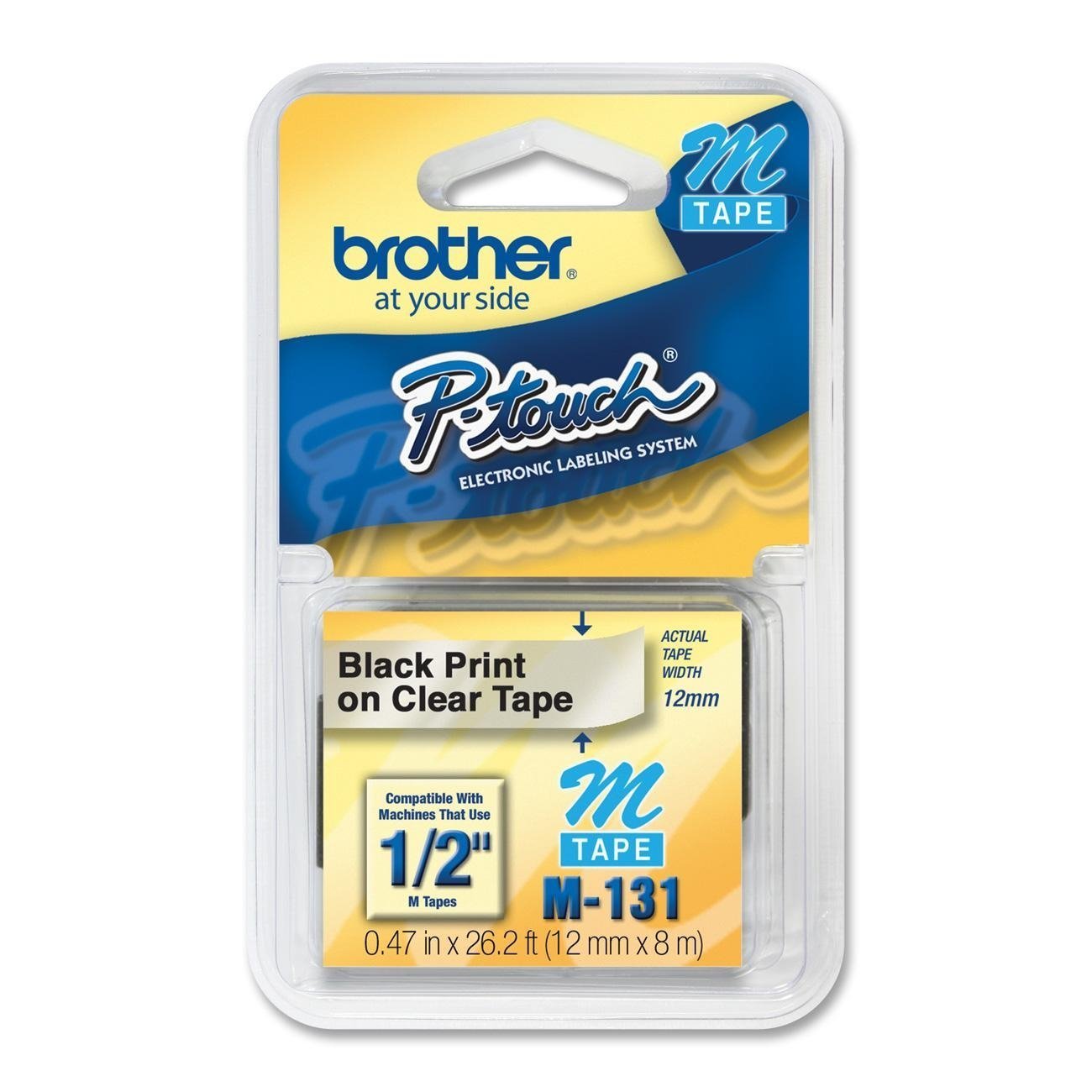 Brother M131 M 1/2" 12mm black on clear label tape for PT65 PT70 PT85 PT90 MK131