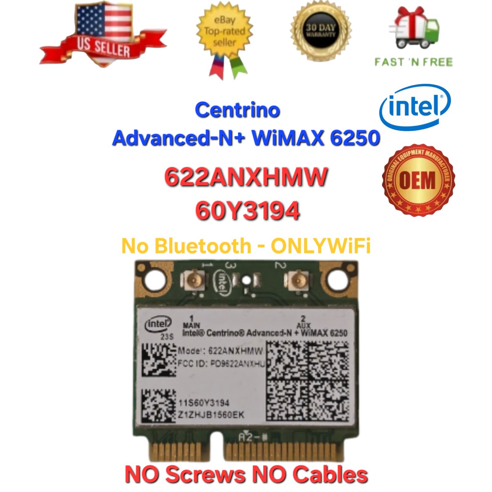 Intel Centrino Advanced-N + WiMAX 6250 Half Mini PCIe WiFi Card 622ANXHMW 802.11