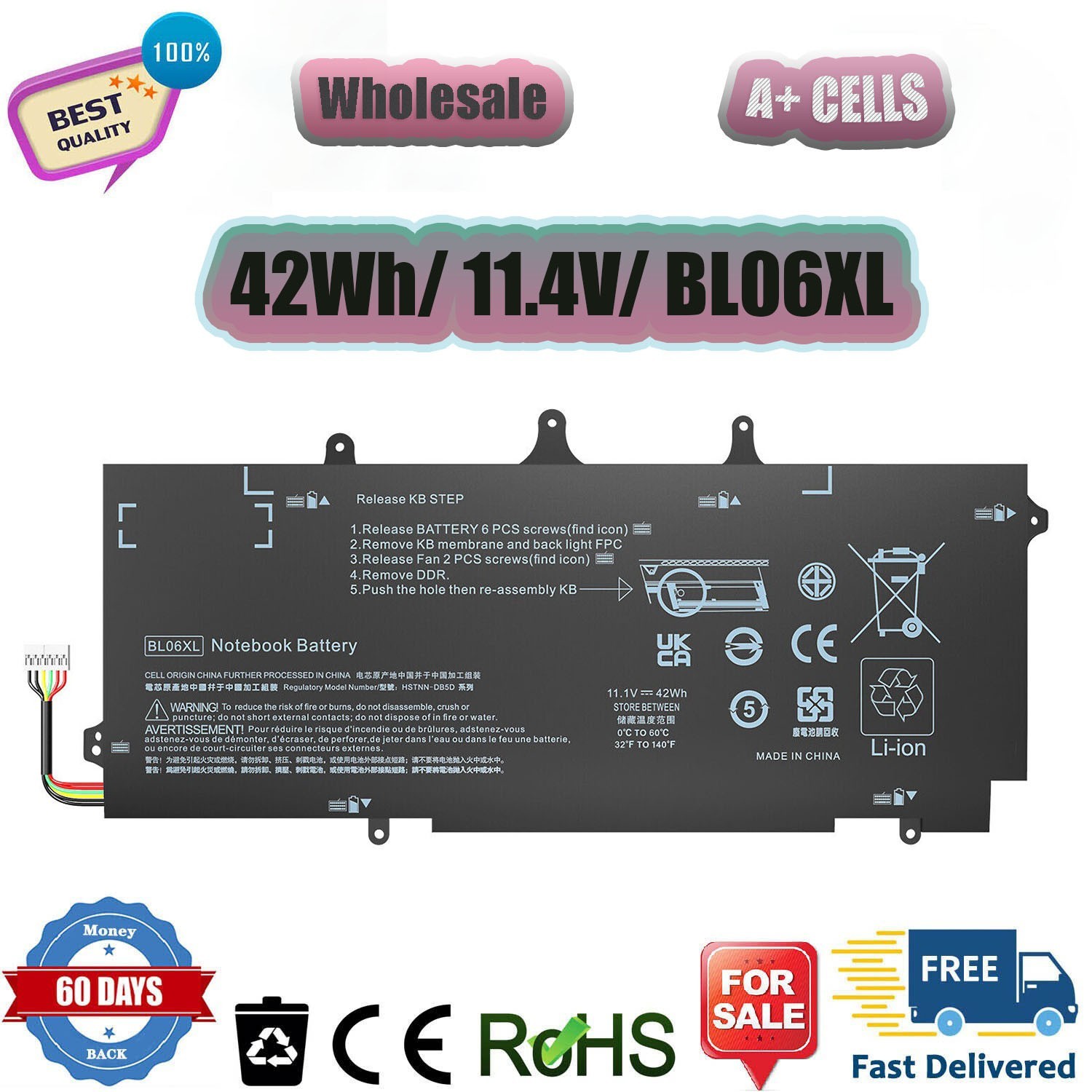 BL06XL Laptop Battery For HP EliteBook Folio 1040 G0 G1 G2 HSTNN-DB5D HSTNN-W02C