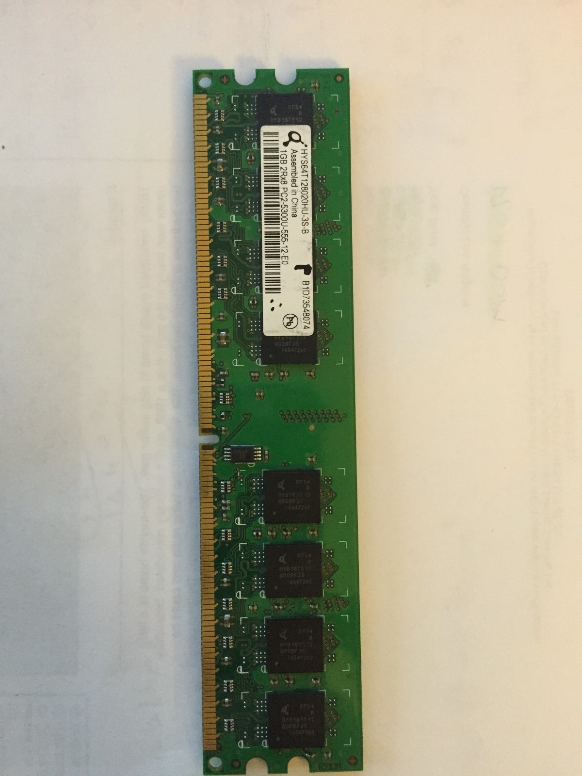 Infinion 3x1GB 2Rx8 PC2-5300U DDR2 667MHz ECC HYS72T128020HU Desktop MemTest86