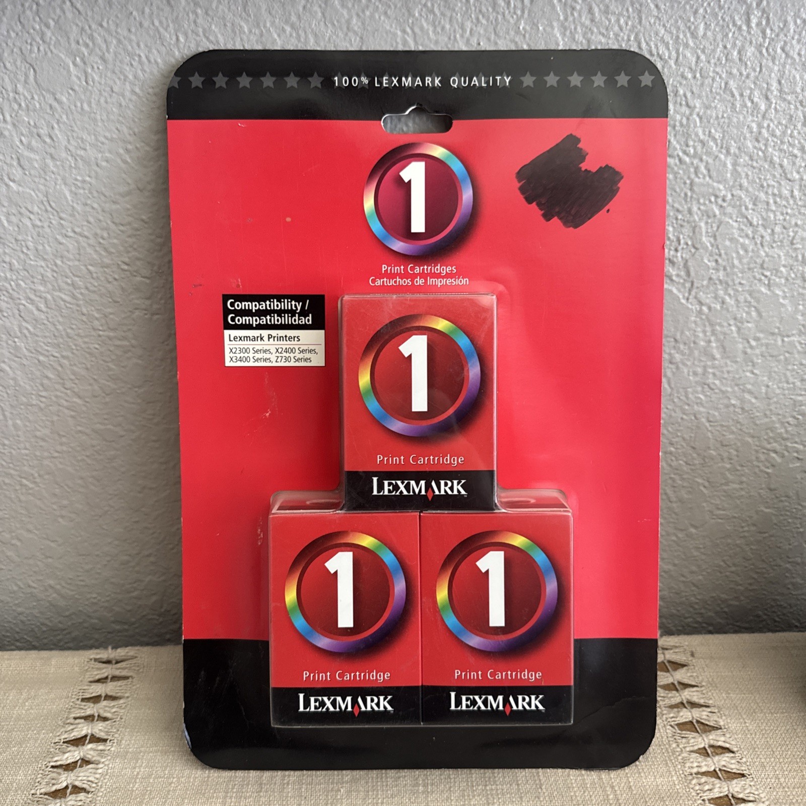New Sealed Lexmark No 1 Color Ink Cartridge 3 Pack For X2300 X2400 Z730