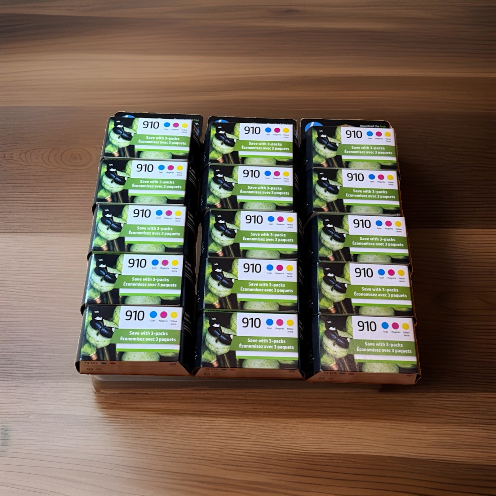 Lot of 15 910XL Cyan Magenta Yellow (910) Genuine Printer HP Ink Cartridges