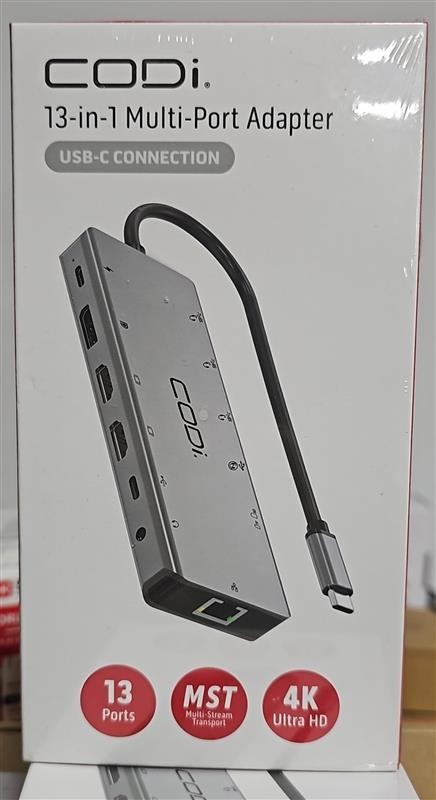 Codi A01099 13-in-1 4K Multi-Port Adapter Dock USB-C Connection