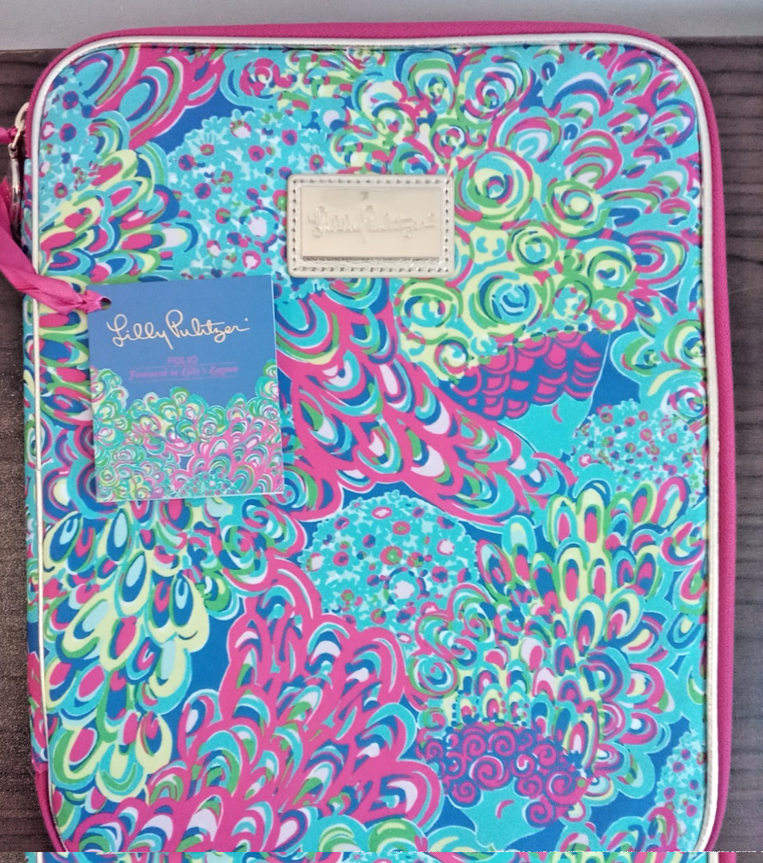 Lilly Pulitzer Agenda Folio Zip Around iPad Notebook Case in Lilly's Lagoon NIB