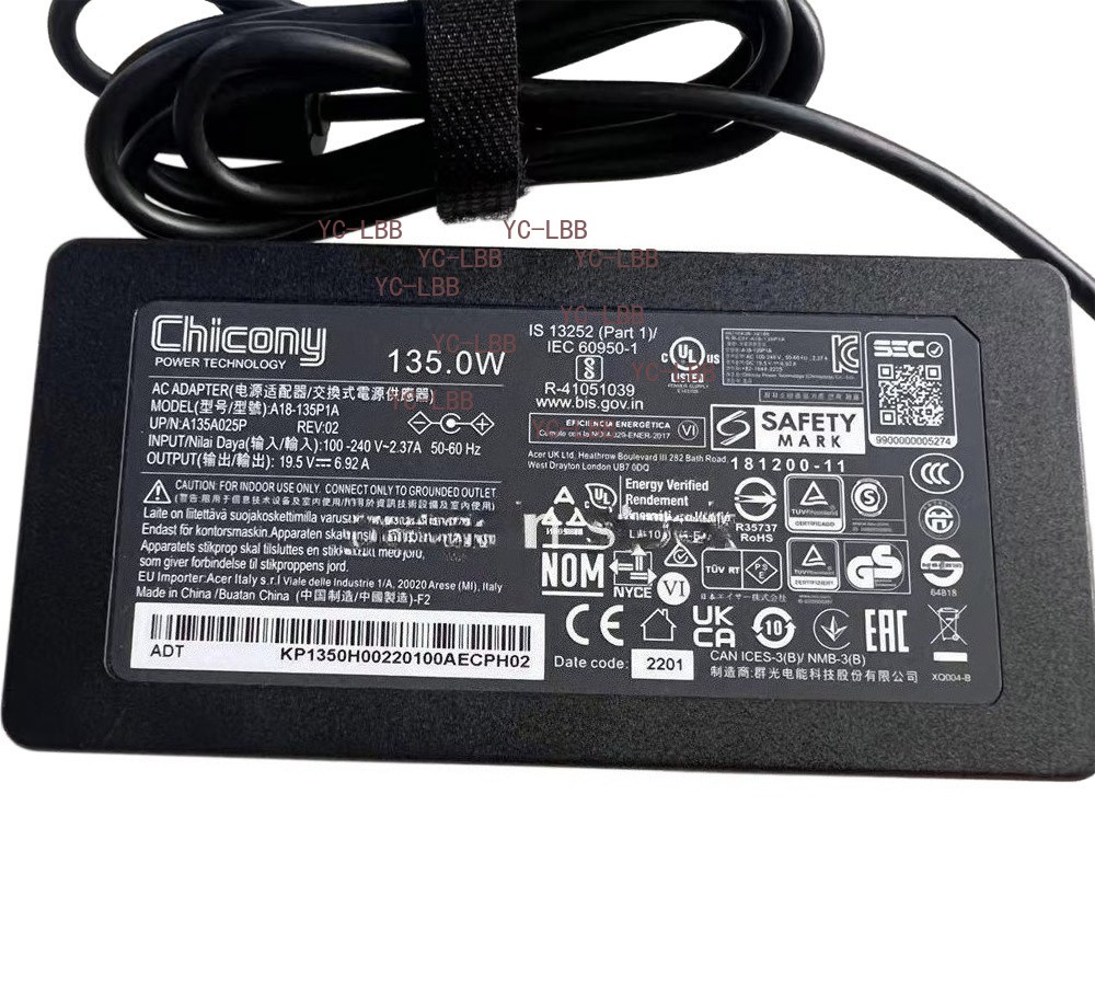 Chicony A18-135P1A 19.5V 6.92A 135W AC Adapter Charger For Acer Nitro V Laptop