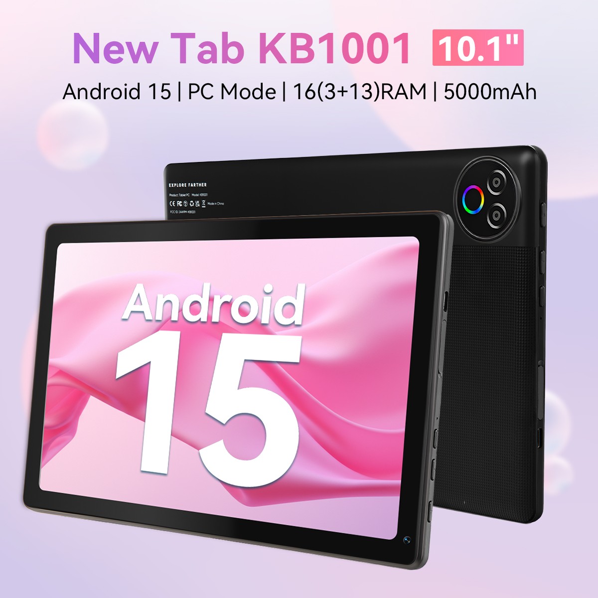 2025 Tablet 10.1 inch 16GB ROM 64GB RAM WIFI 6 Android 15 Bluetooth Dynamic Halo