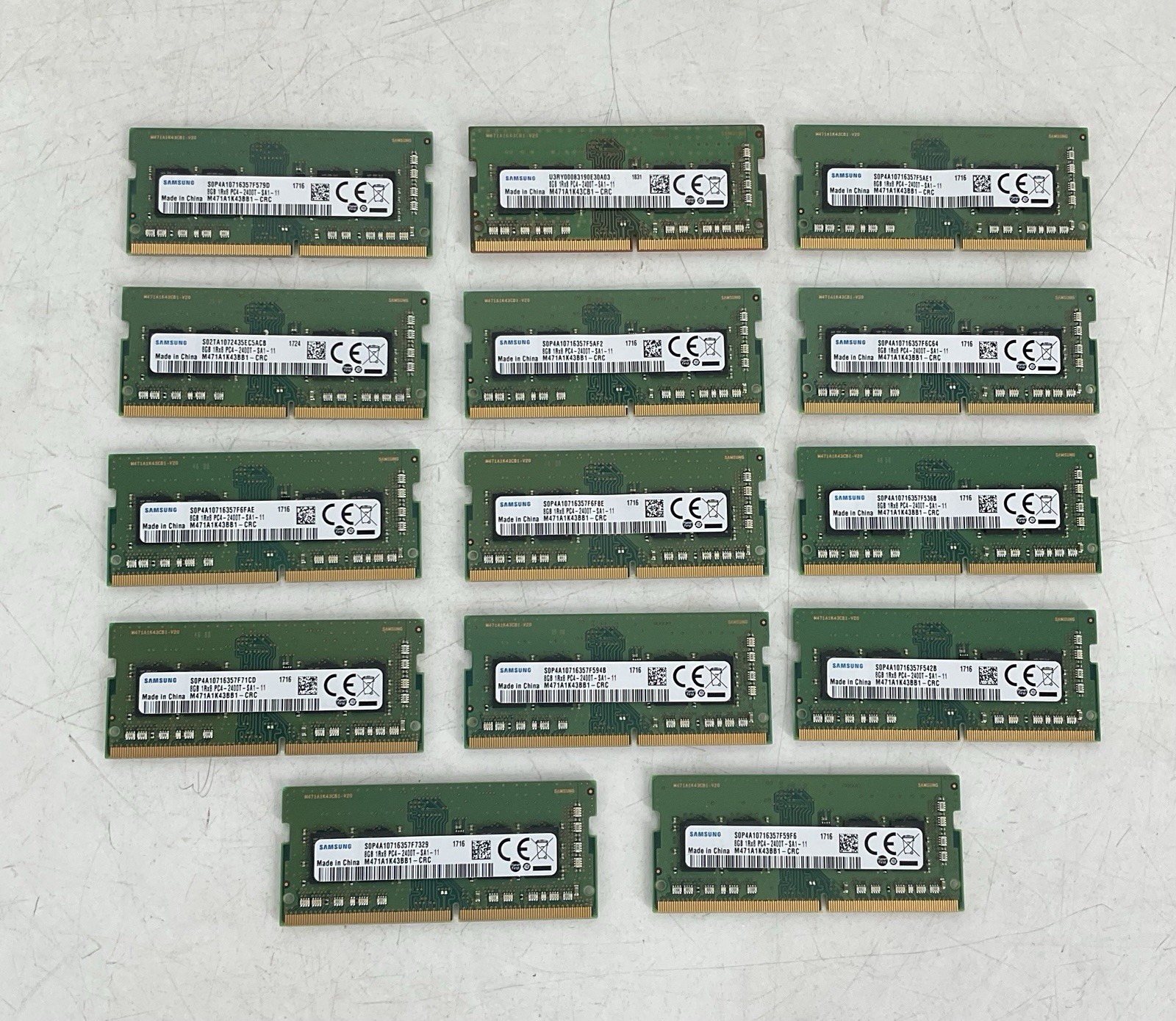 LOT OF 14 Samsung 8GB DDR4-2400 SO-DIMM M471A1K43BB1-CRC Laptop RAM 112GB