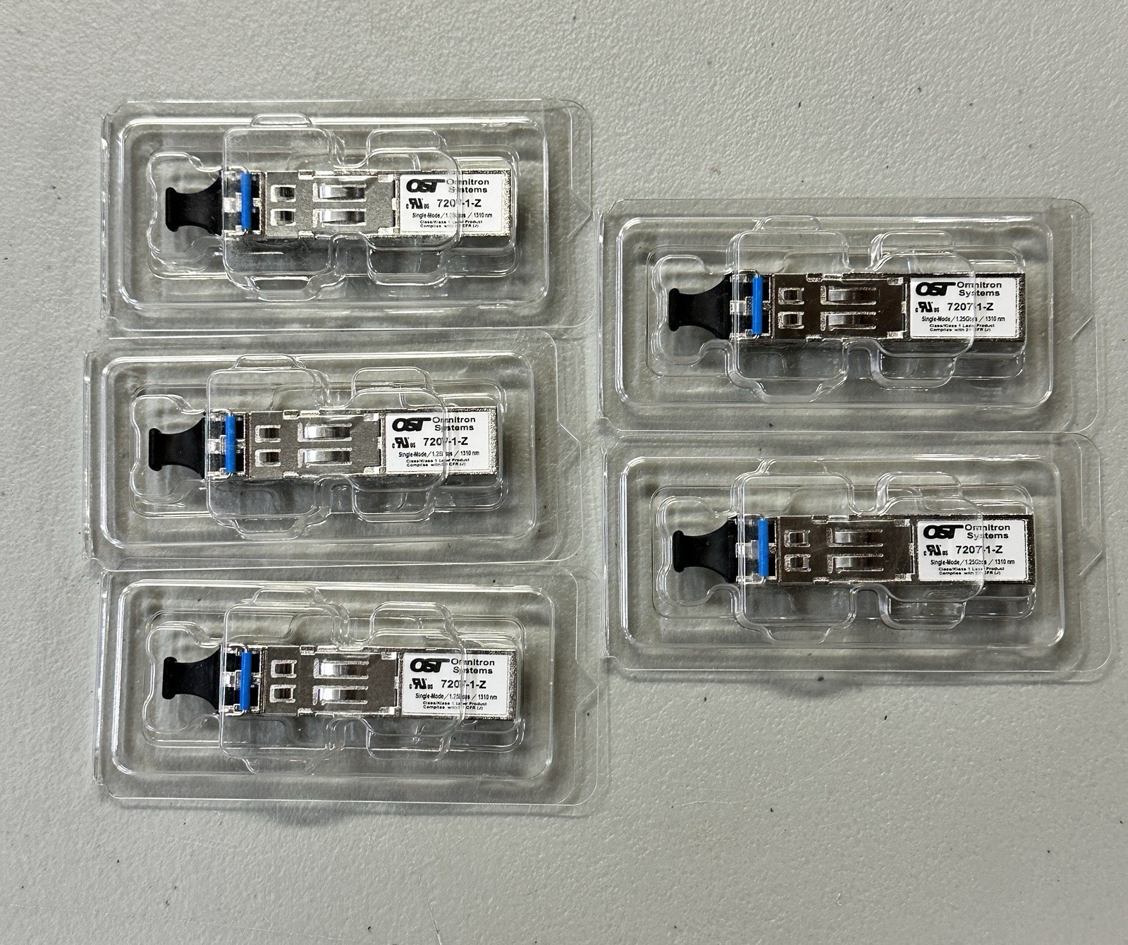 5x Omnitron 7207-1-Z 1000BASE-SX Gigabit Single-Mode SFP Optical Transceiver NEW