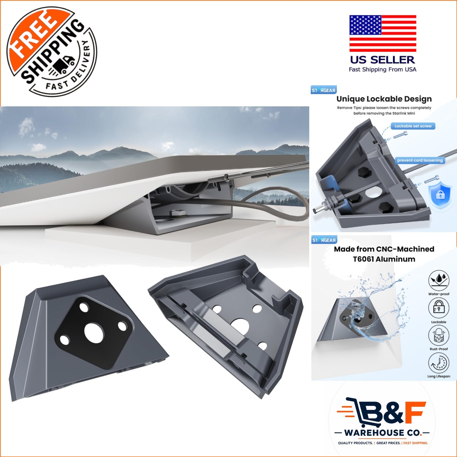 Starlink Mini Mount - Versatile Anti-Theft Satellite Roof Kit (Grey)