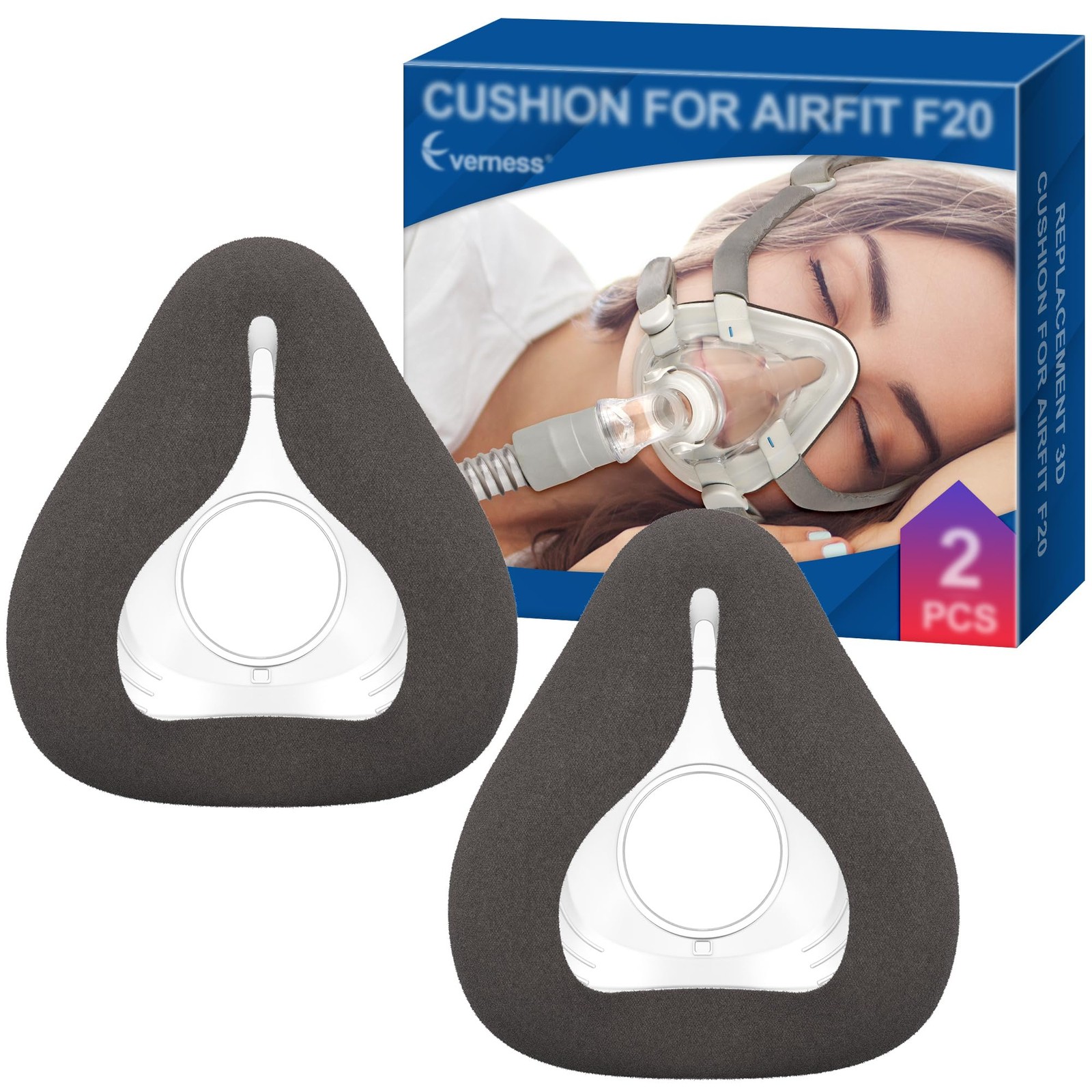 Full Face Mask Cushion Small for F20- 2-Pack 3D Memory Foam with Velvet Liner