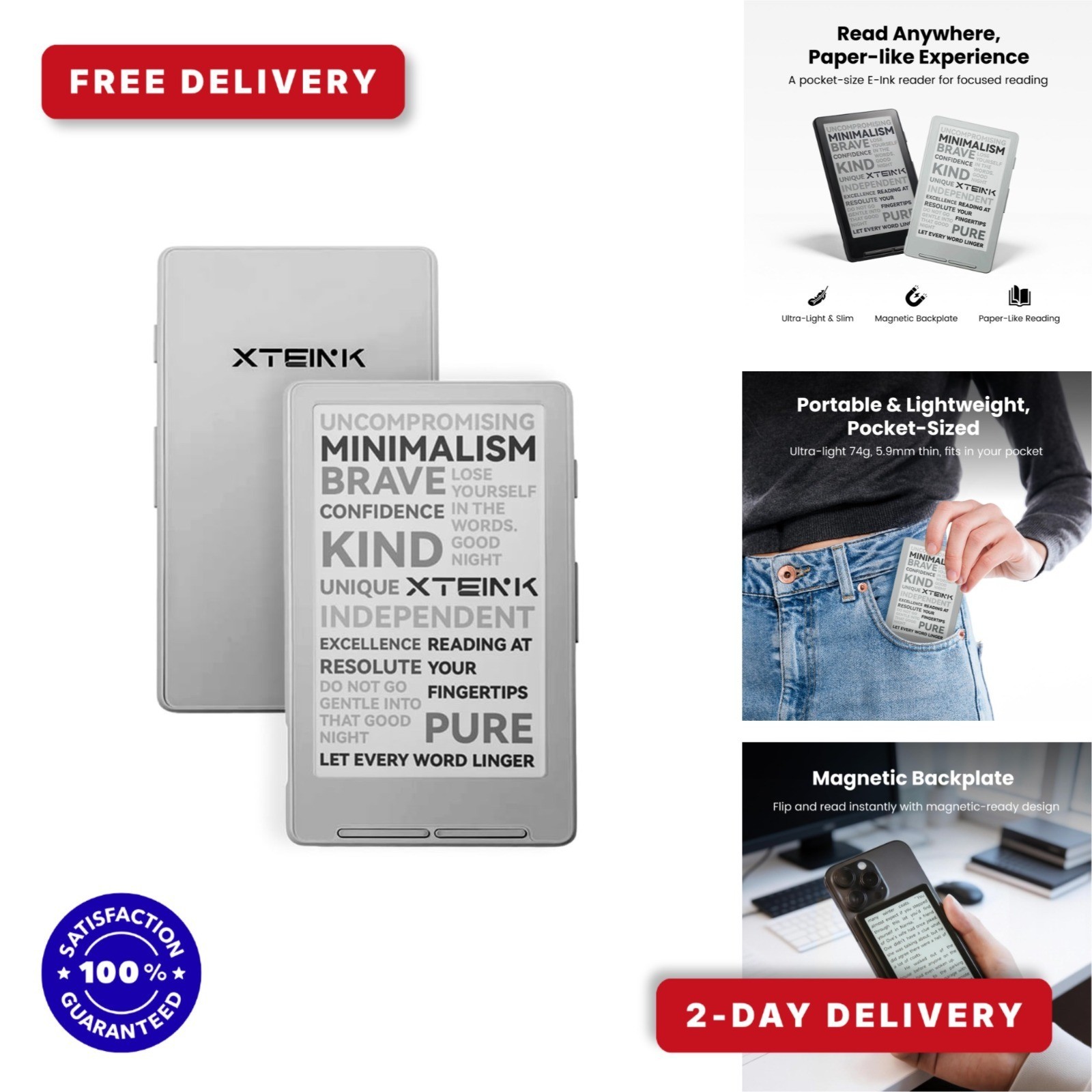 XTEINK X4 E-Book Reader 4.3" Pocket E-Ink Display with 16GB Storage