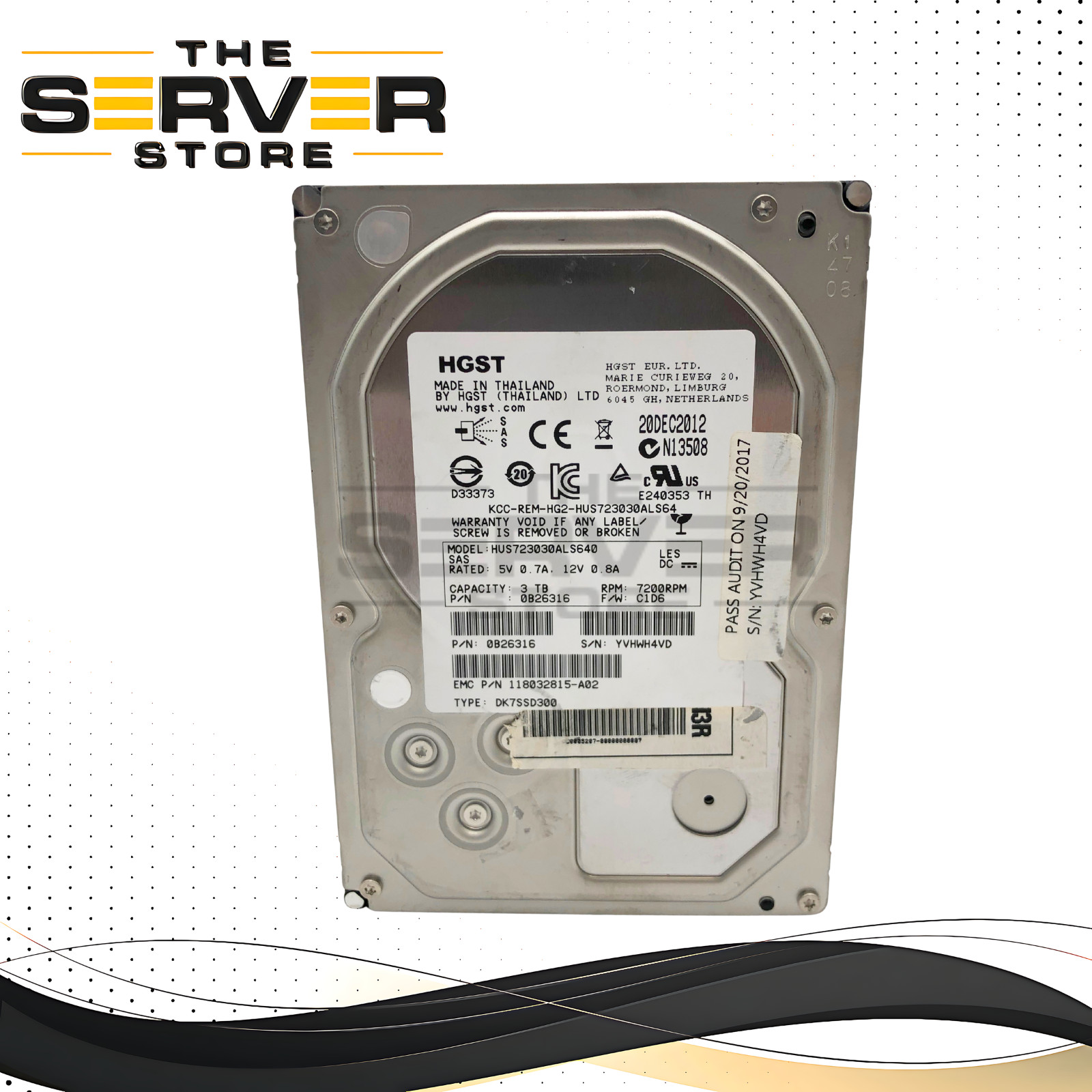 EMC HGST Ultrastar 3TB 7.2K 6Gb/s SAS 3.5" Enterprise HDD *90%+ Health* 0B26316