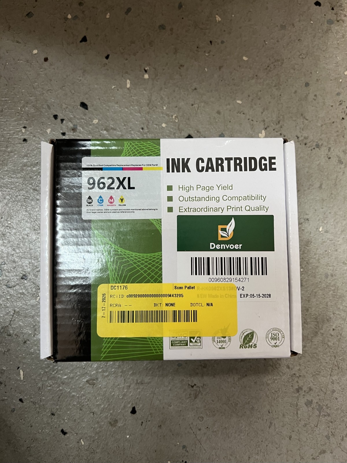 Denvoer Ink Cartridges 962XL - Black and TriColor, Expires 05/2028 FAST SHIPPING