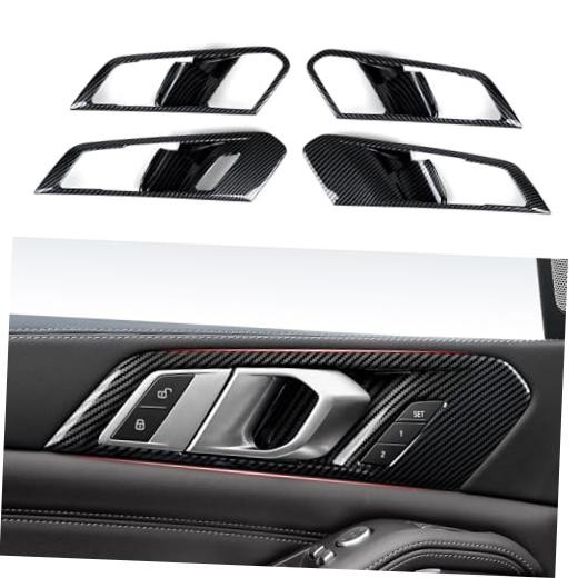 4PCS Car Trim Sticker Carbon Style ABS Decal Cover fits for BMW X5 Door Bowl
