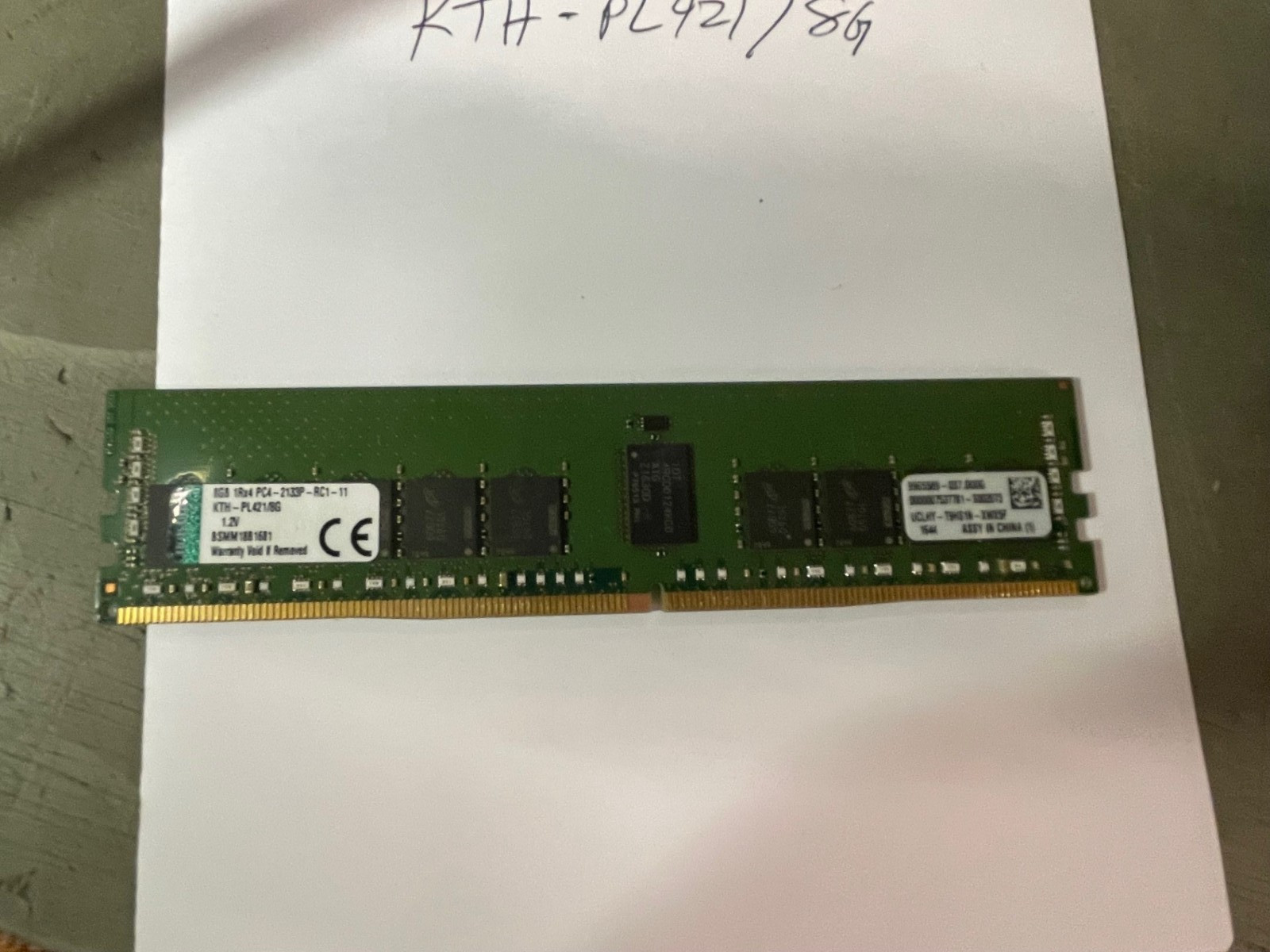 Kingston 8GB 1Rx4 PC4-2133P-RC1-11 ECC REG Server Memory KTH-PL421/8G Tested