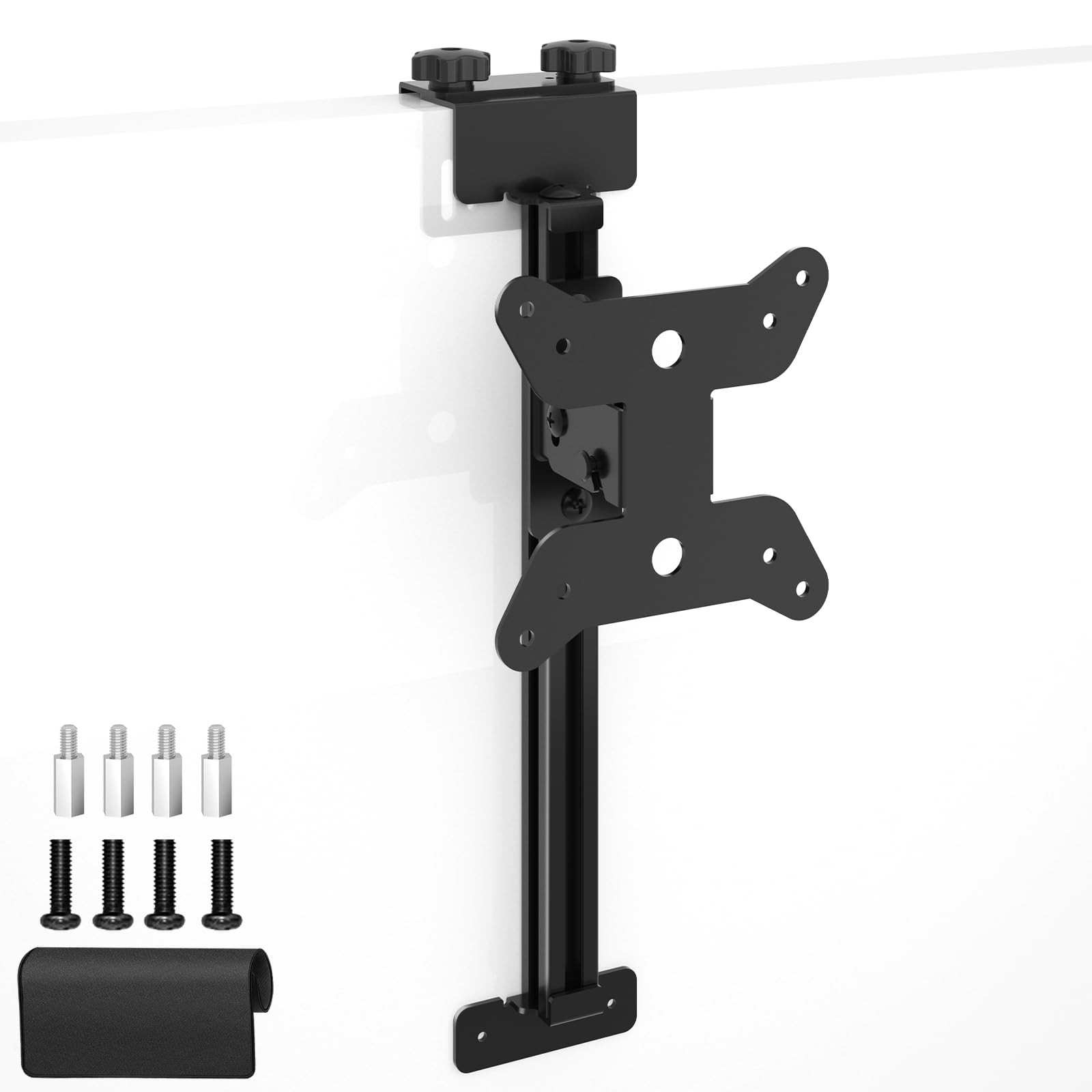 Height Adjustable Worker Cubicle Monitor Mount Clamp Hook Top Black