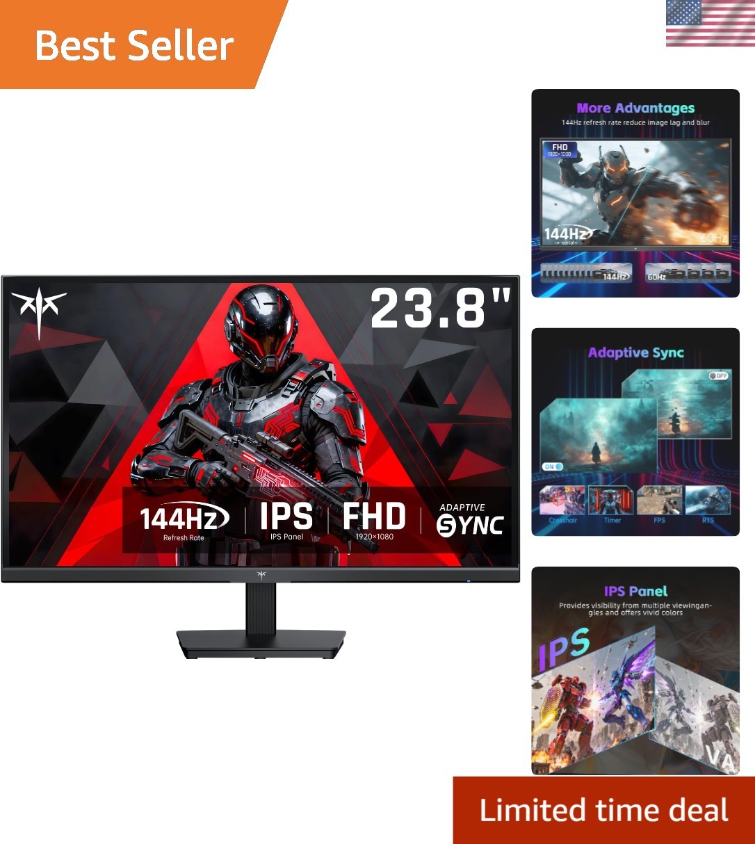 Dynamic 24-Inch Full HD Gaming Monitor - 144Hz Refresh Rate for Smooth Gameplay