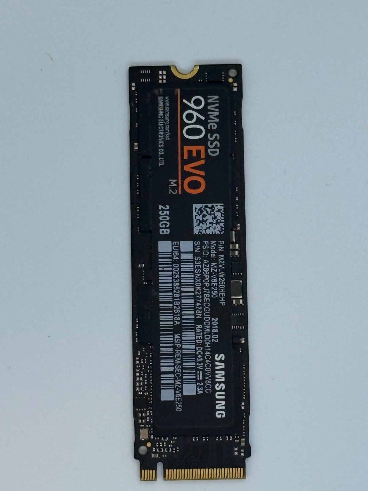 Samsung 2280mm 960 EVO 250GB M.2 NVMe Gen 3.0 x 4 SSD MZ-V6E250