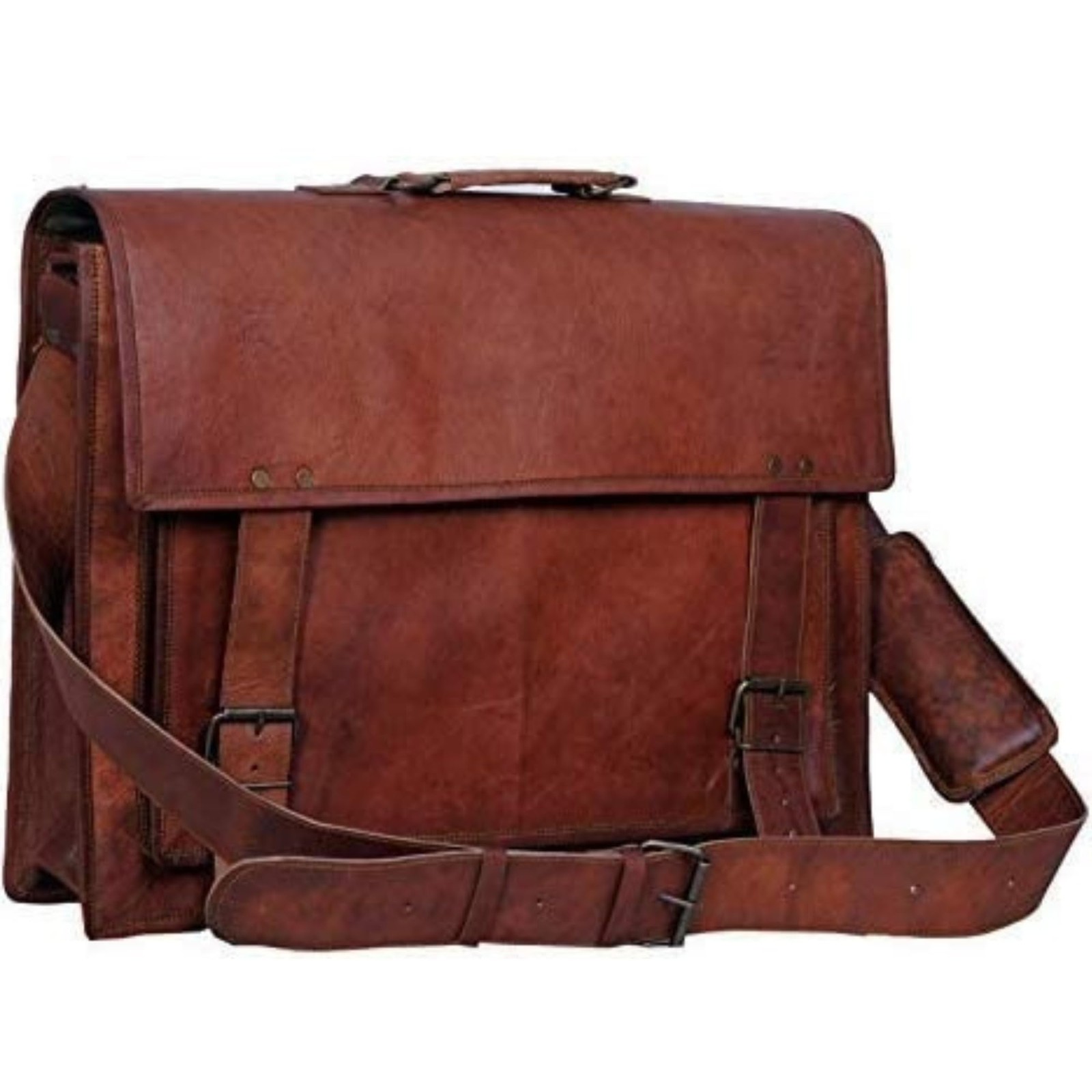 18 Inch Leather Laptop Briefcase for Men & Women Messenger Bag Single Pocket