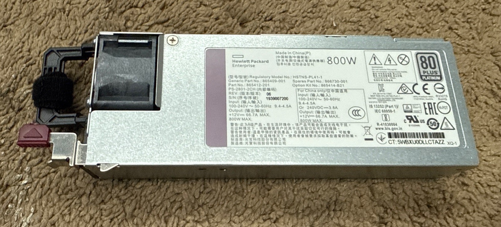 865414-B21 HPE 800W Flex Slot Platinum Power Supply 865409-001 **New Other**